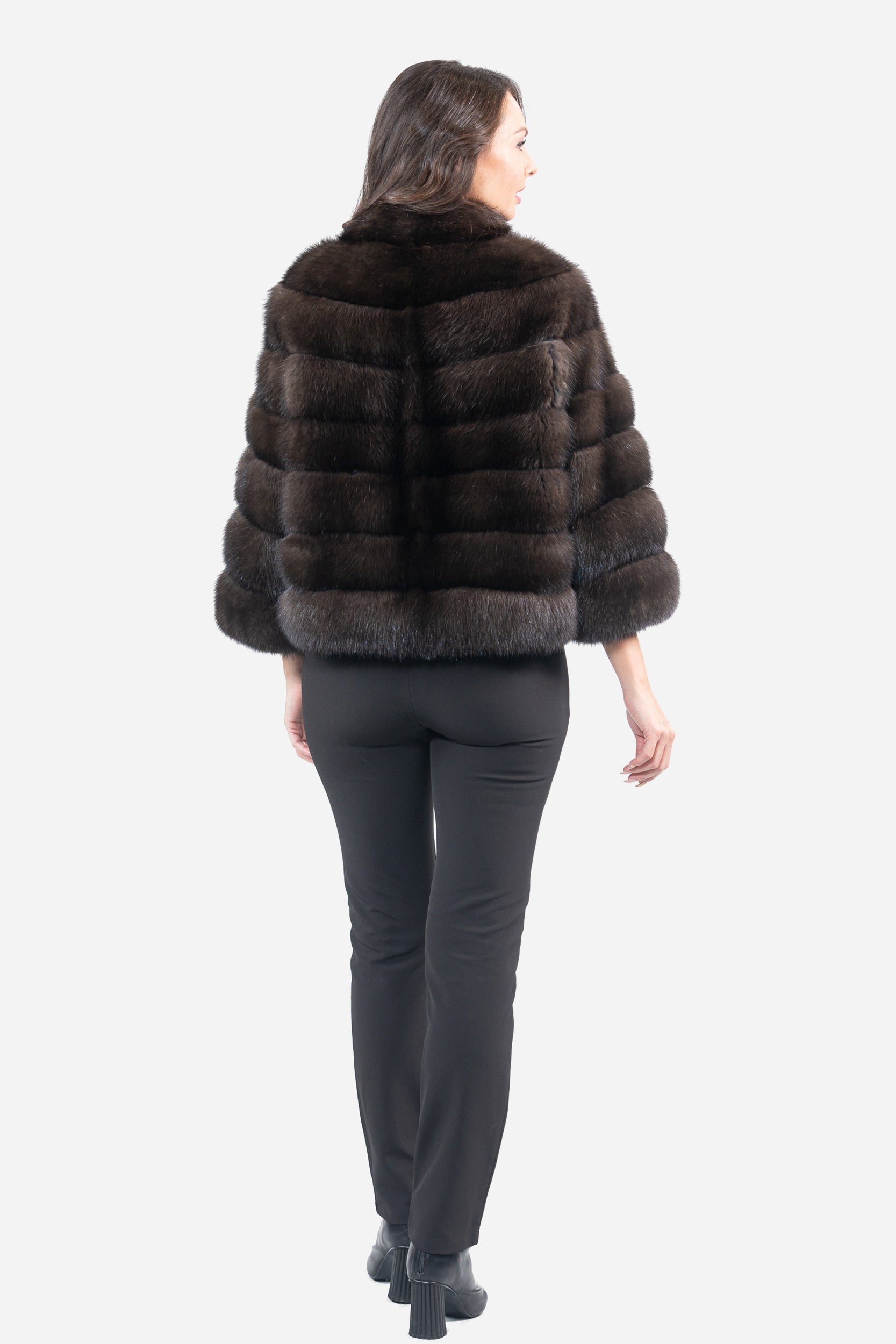 Dark Russian Sable Jacket with Stand Collar