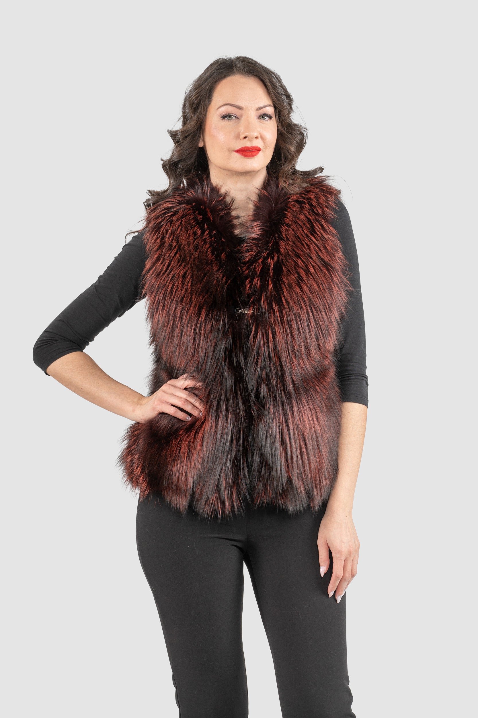 Bordeaux Fox Fur Vest