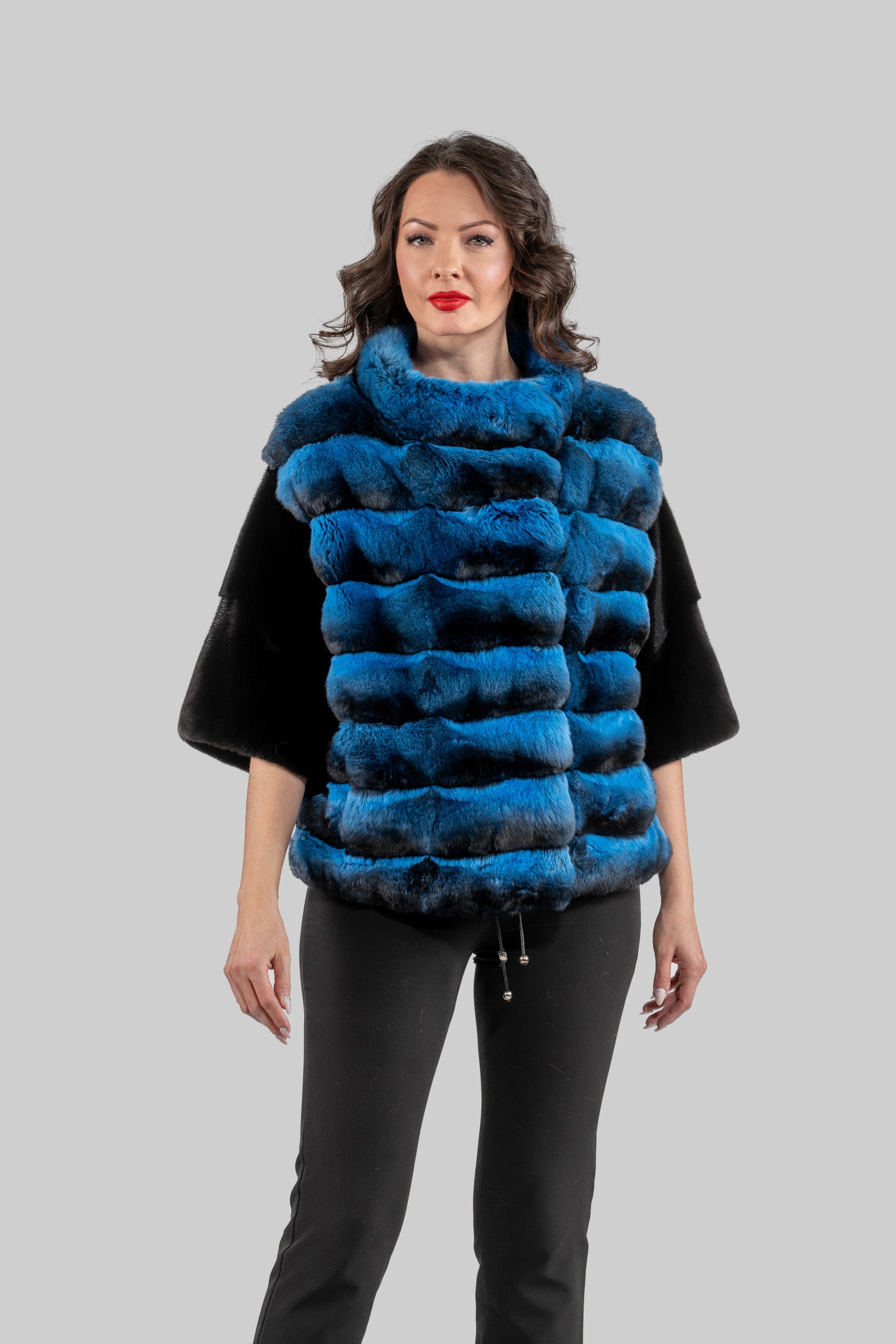 Bluejean Chinchilla Short Jacket with Blackglama Mink Trim