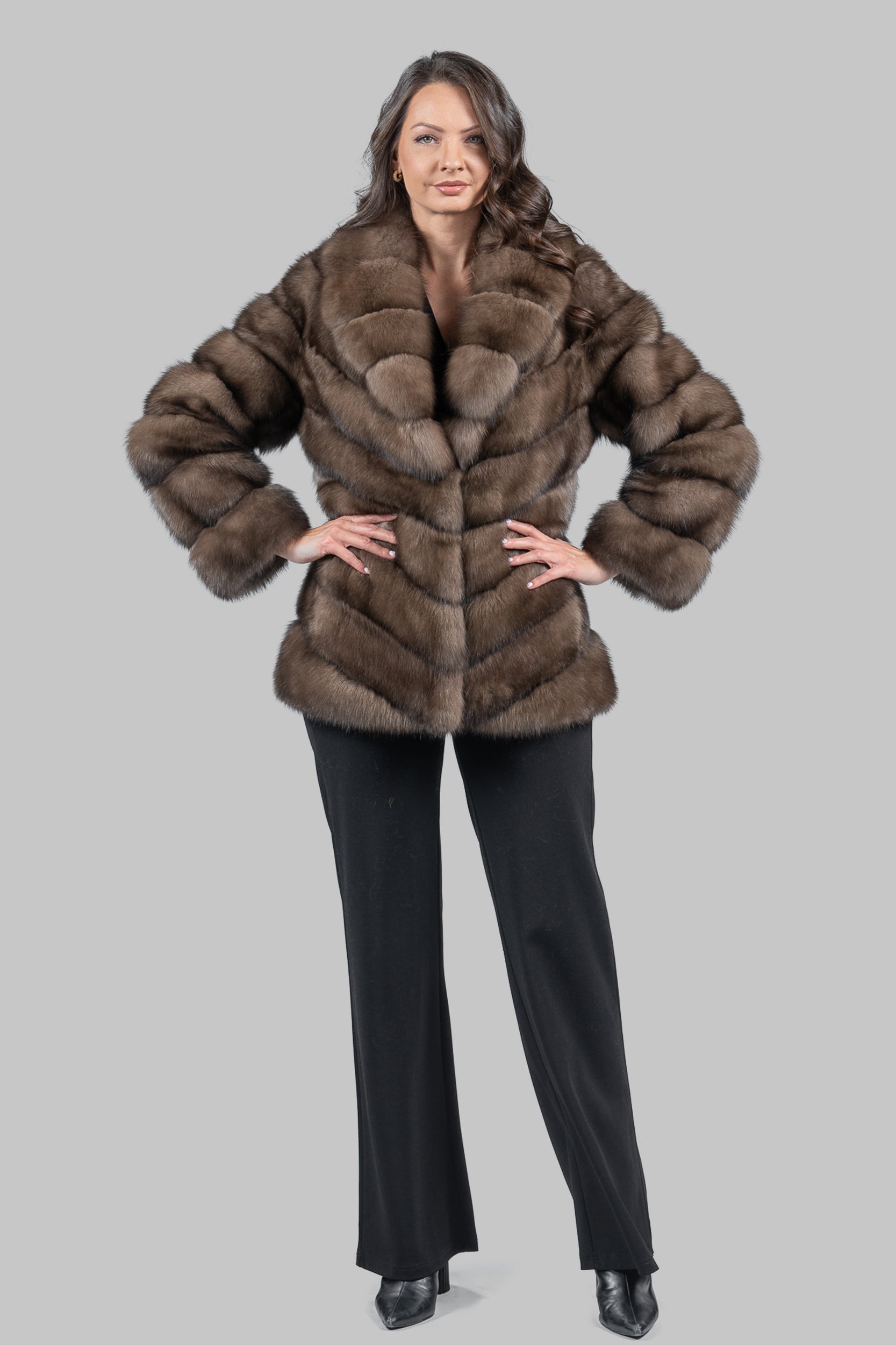 Platino Russian Sable Jacket with Shawl Collar