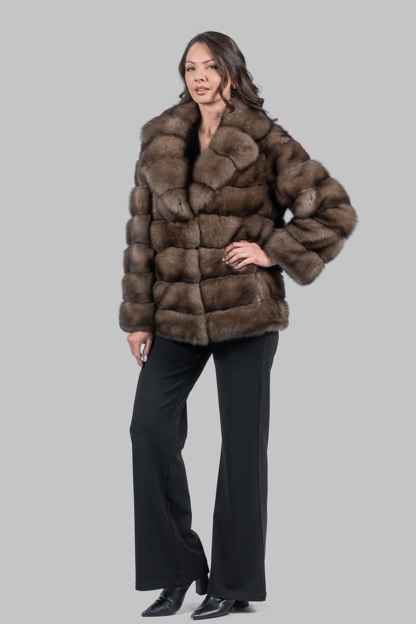 Sable Fur Jacket with Notch Collar