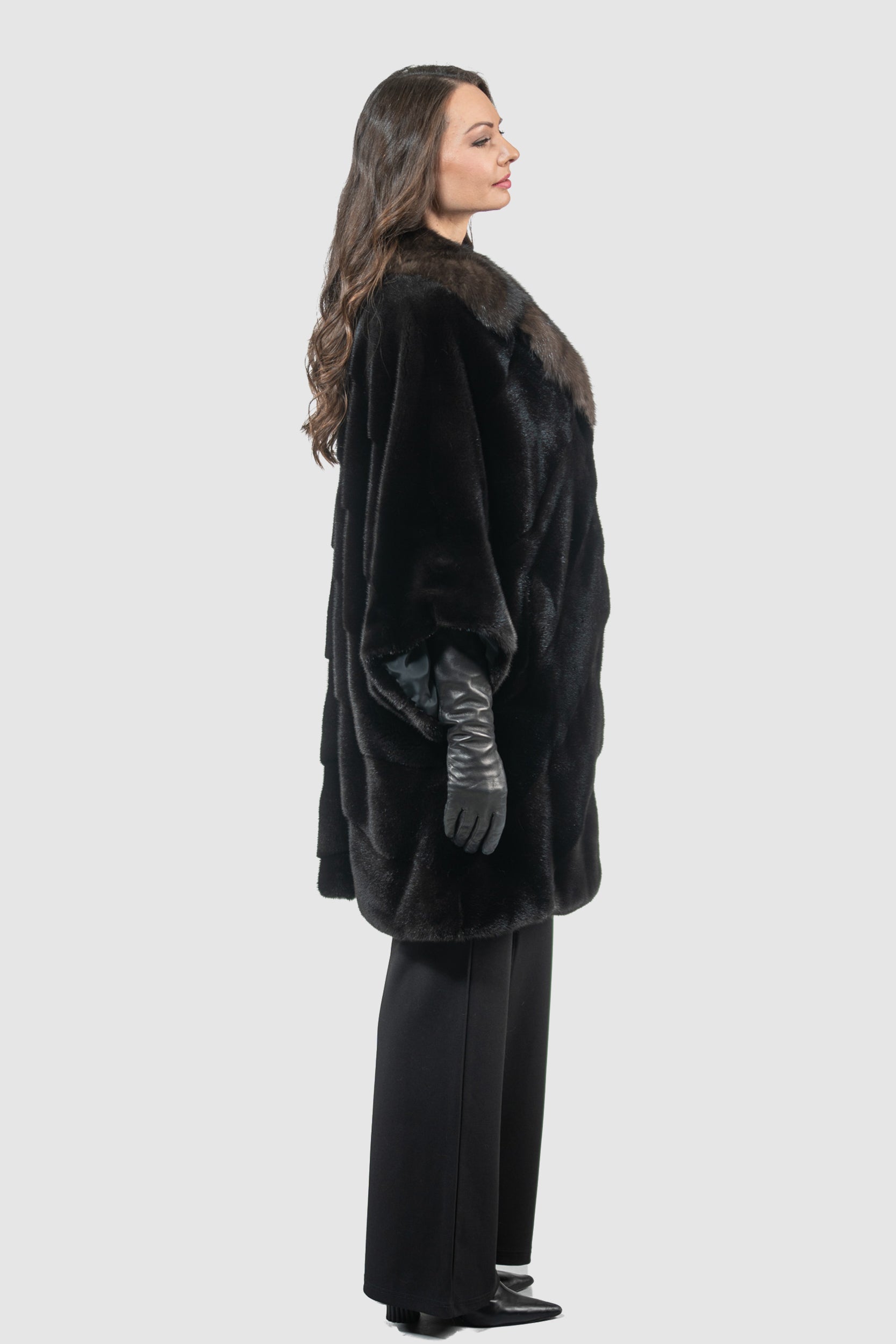Blackglama Mink Cape with Russian Sable Notch Collar