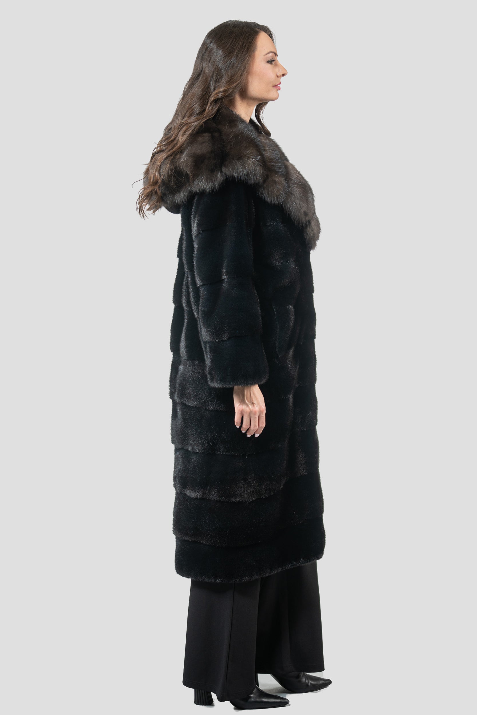 Blackgalama Mink Coat With Russian Sable Hood