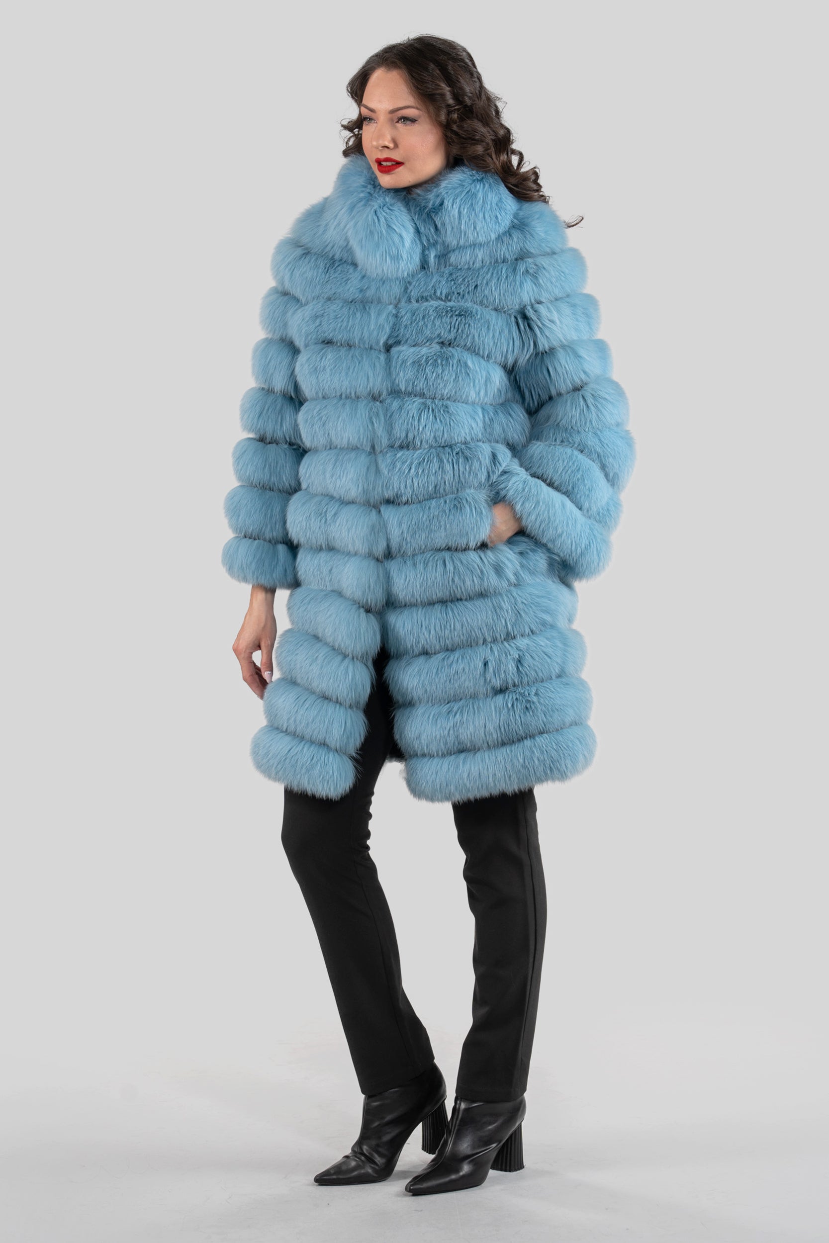 Blue Sky Full-Length Fox Fur Coat