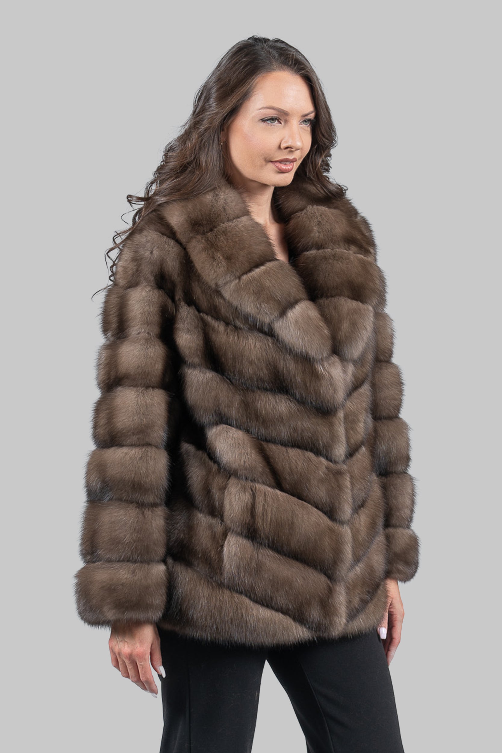Platino Russian Sable Jacket with Shawl Collar