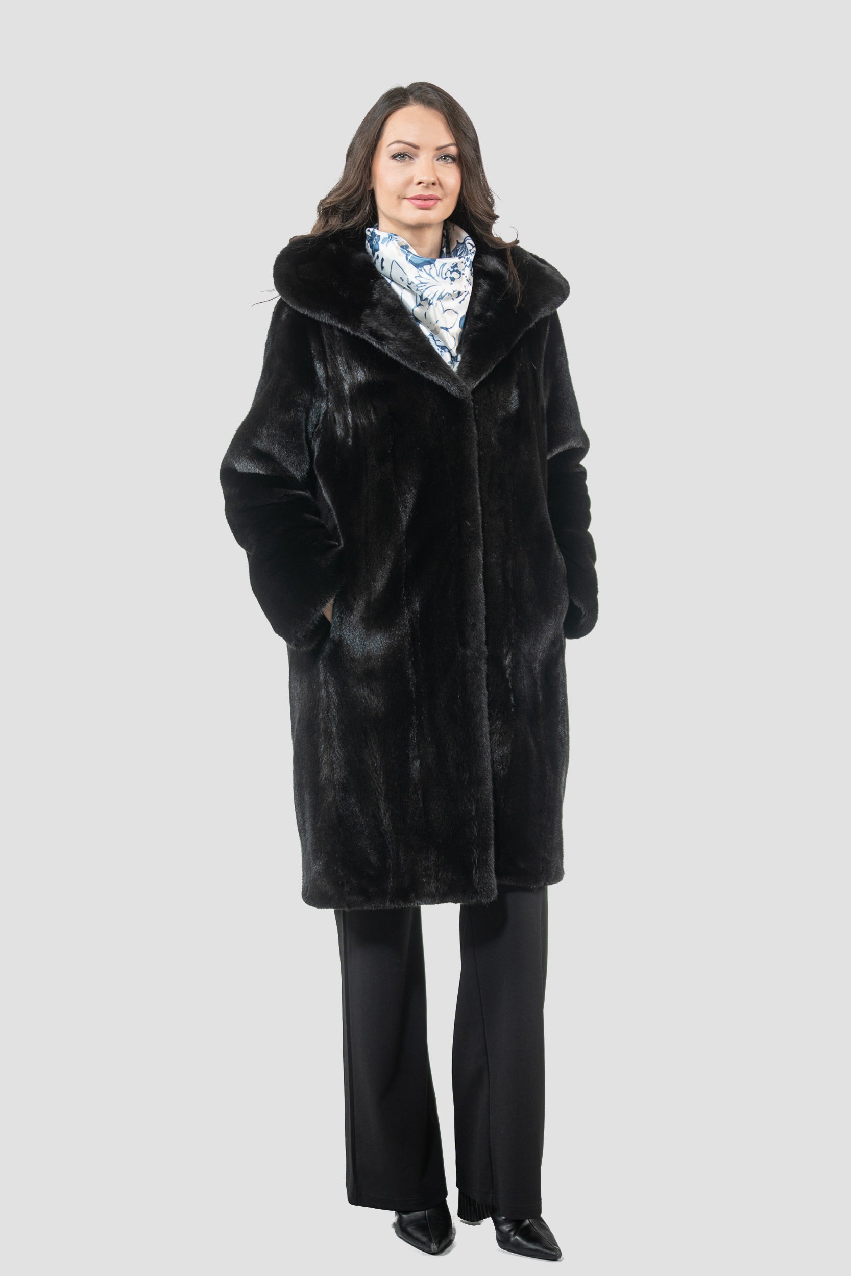 Blackgalama Mink Hooded Half Coat