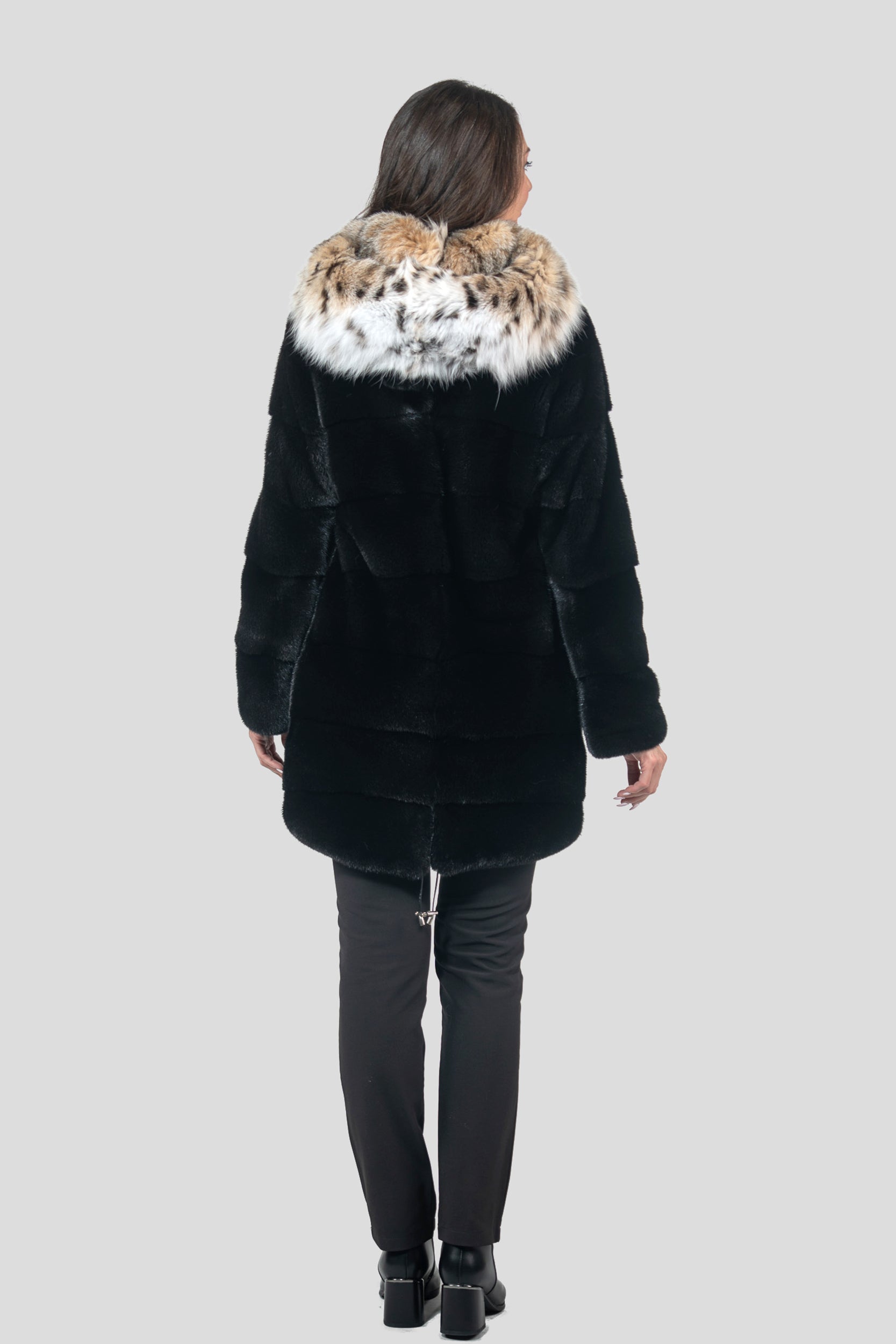 Blackglama Mink Half Coat with Bobcat Hood