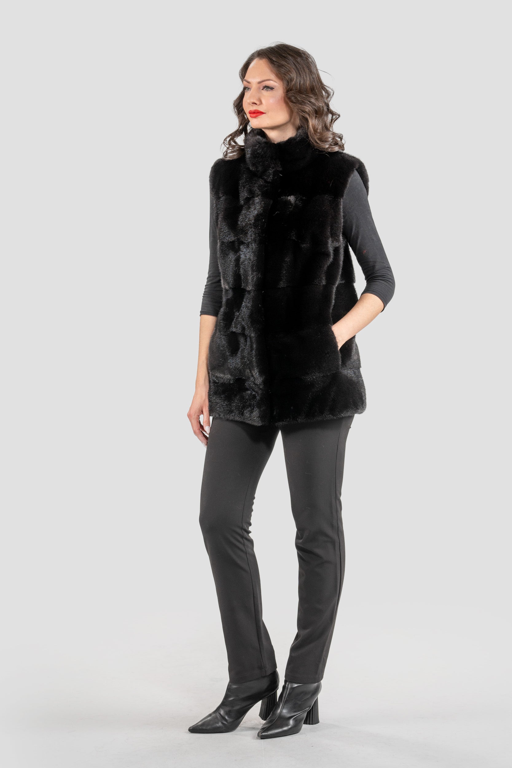 Blackglama Mink Vest with Stand Collar