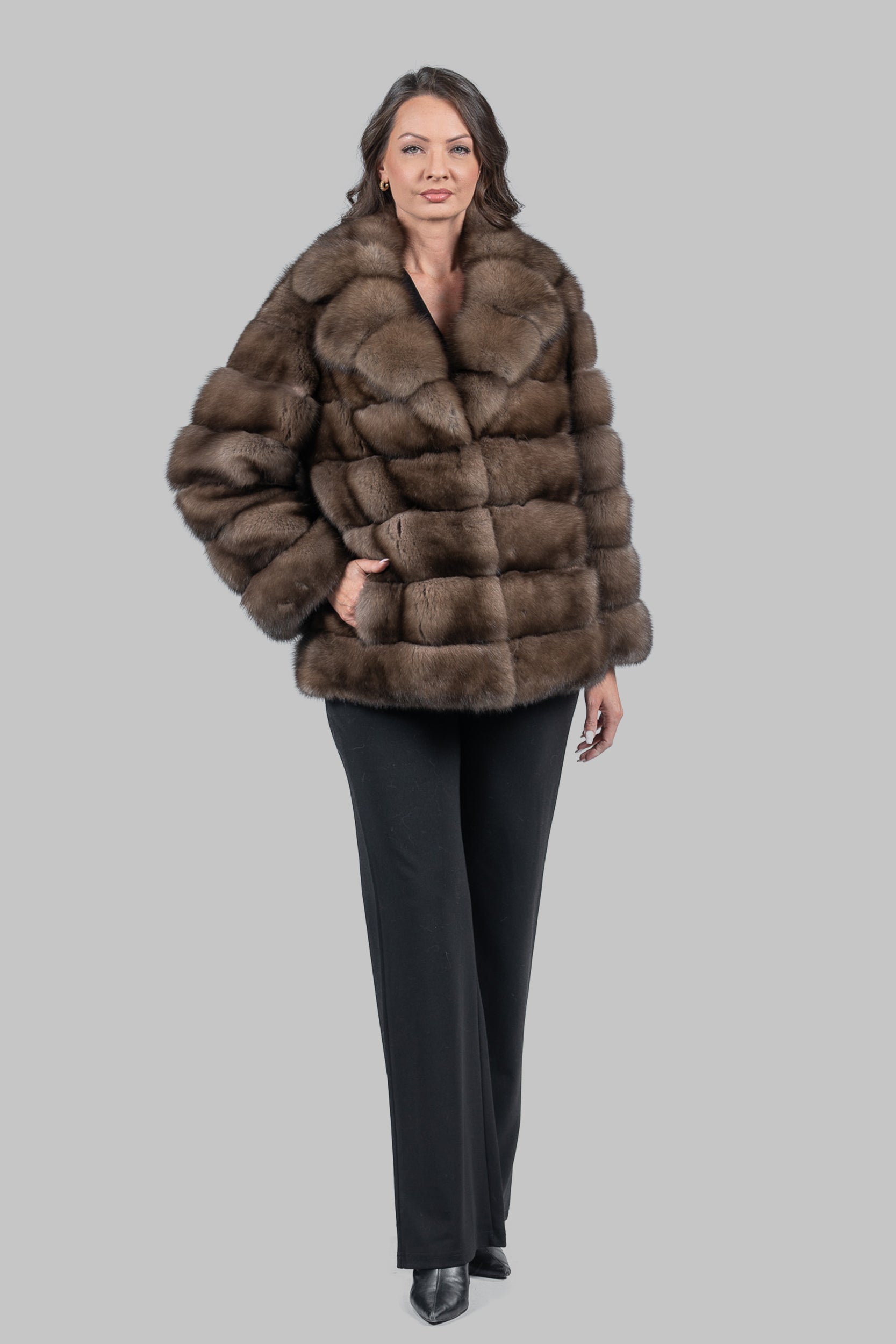Sable Fur Jacket with Notch Collar
