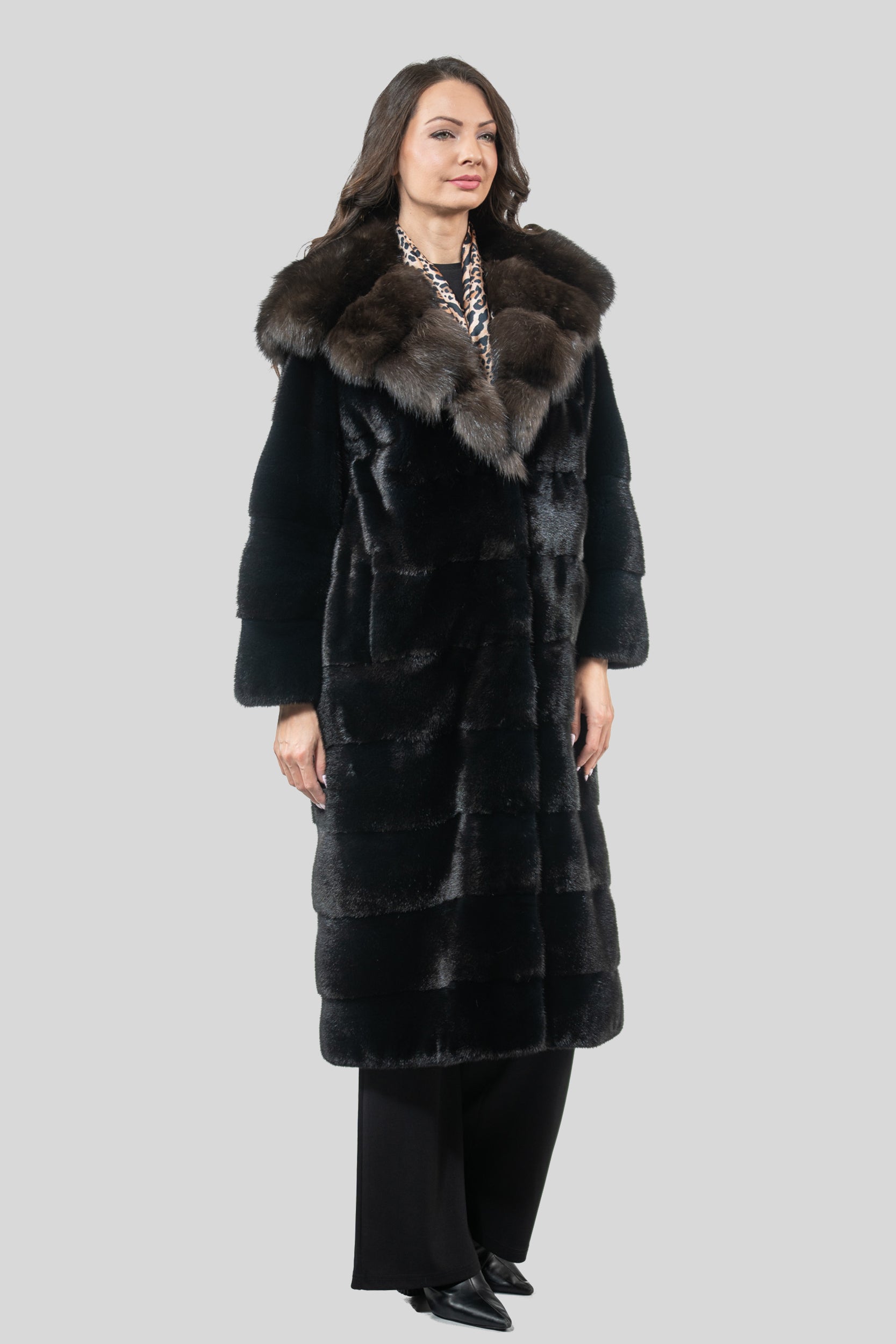 Blackgalama Mink Coat With Russian Sable Hood