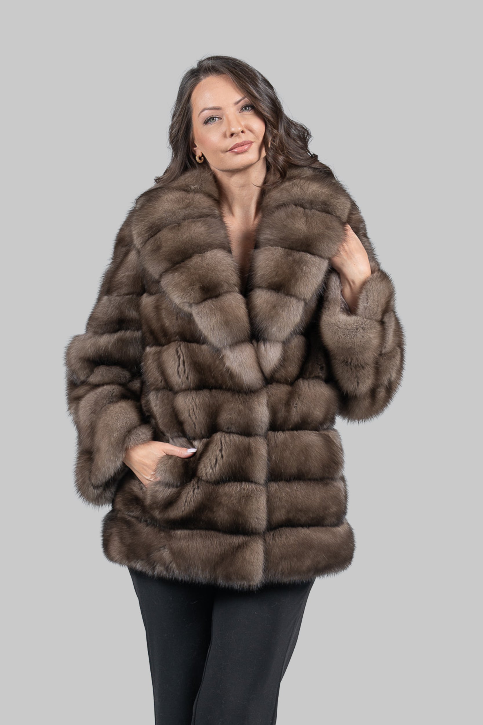 Platino Sable with Shawl Collar Coat