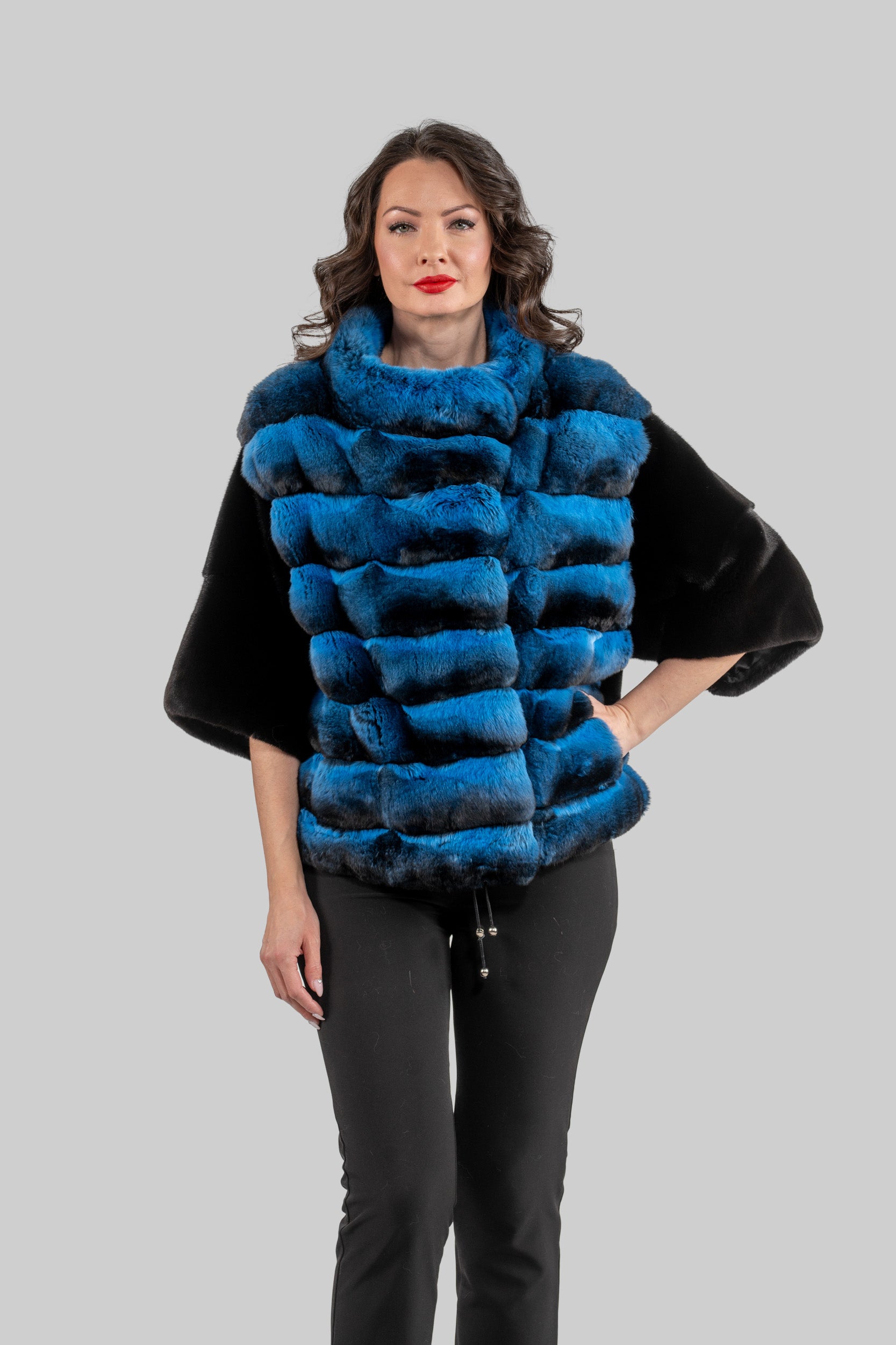 Bluejean Chinchilla Short Jacket with Blackglama Mink Trim