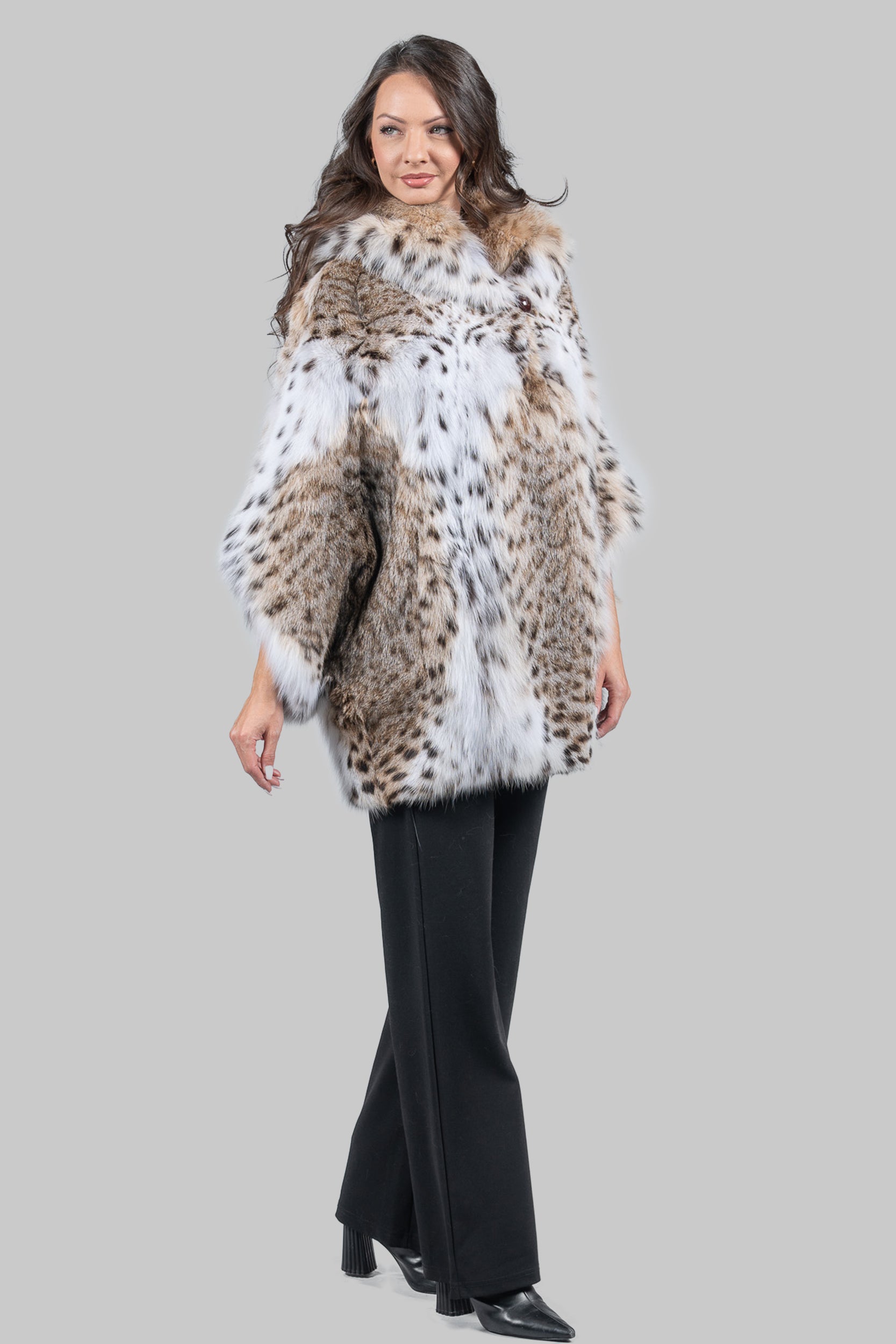 White Bobcat Hooded Cape