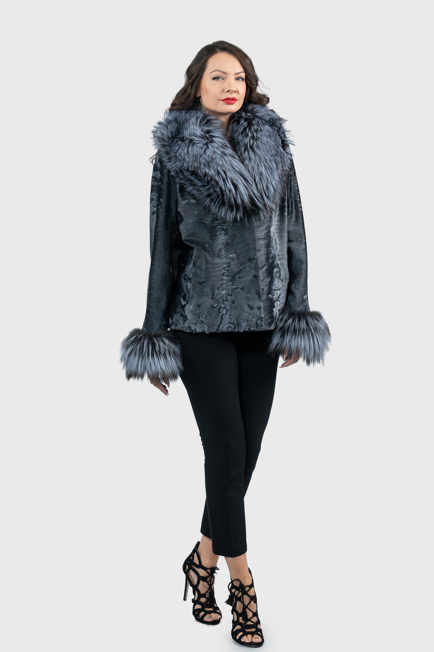 Asphalto Swakara Jacket with Fox Trim