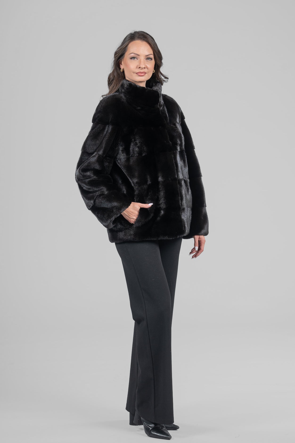 Black Mink Tiered Jacket