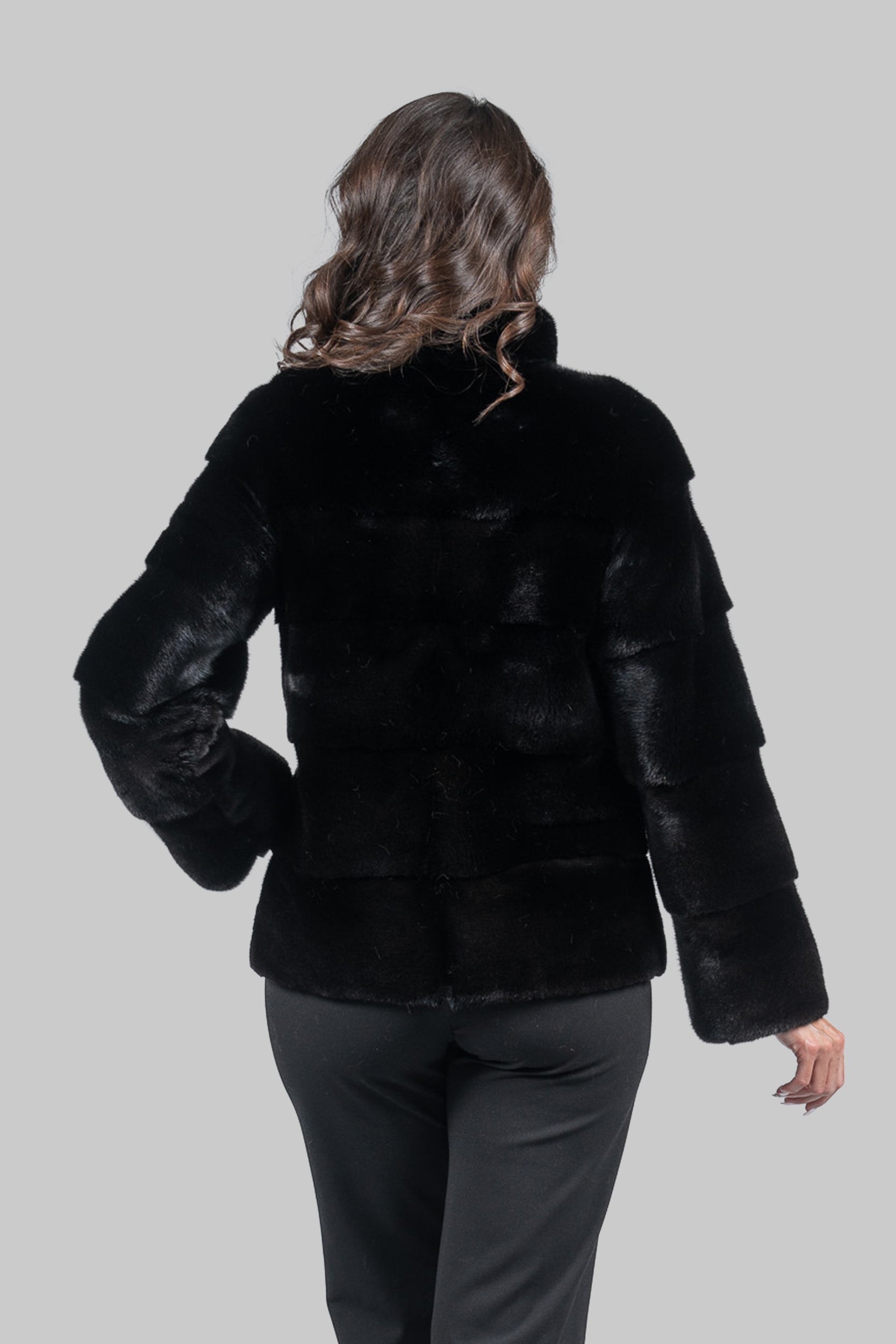 Black Mink Tiered Jacket