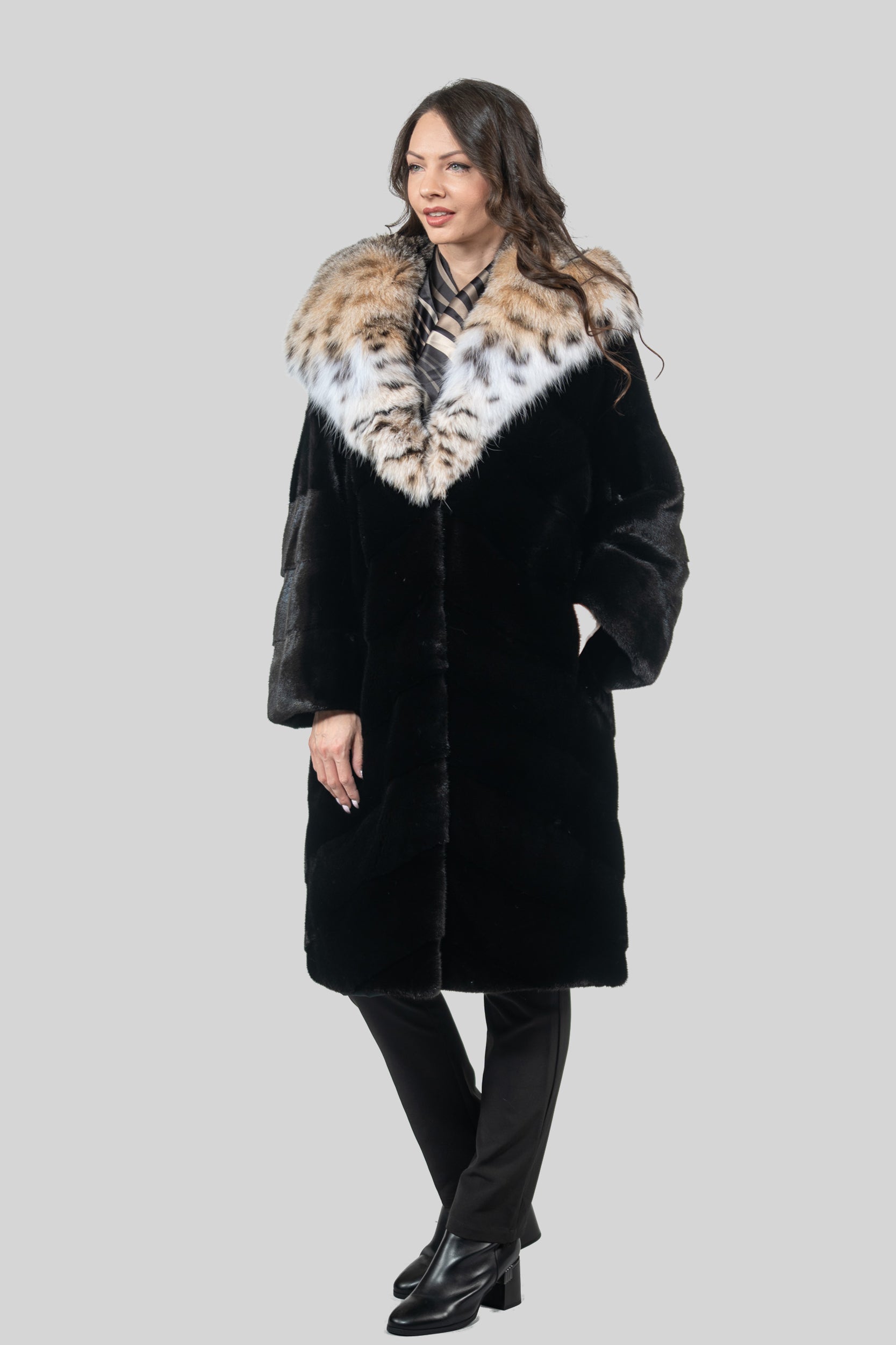 Blackglama Mink Half Coat with Bobcat Hood