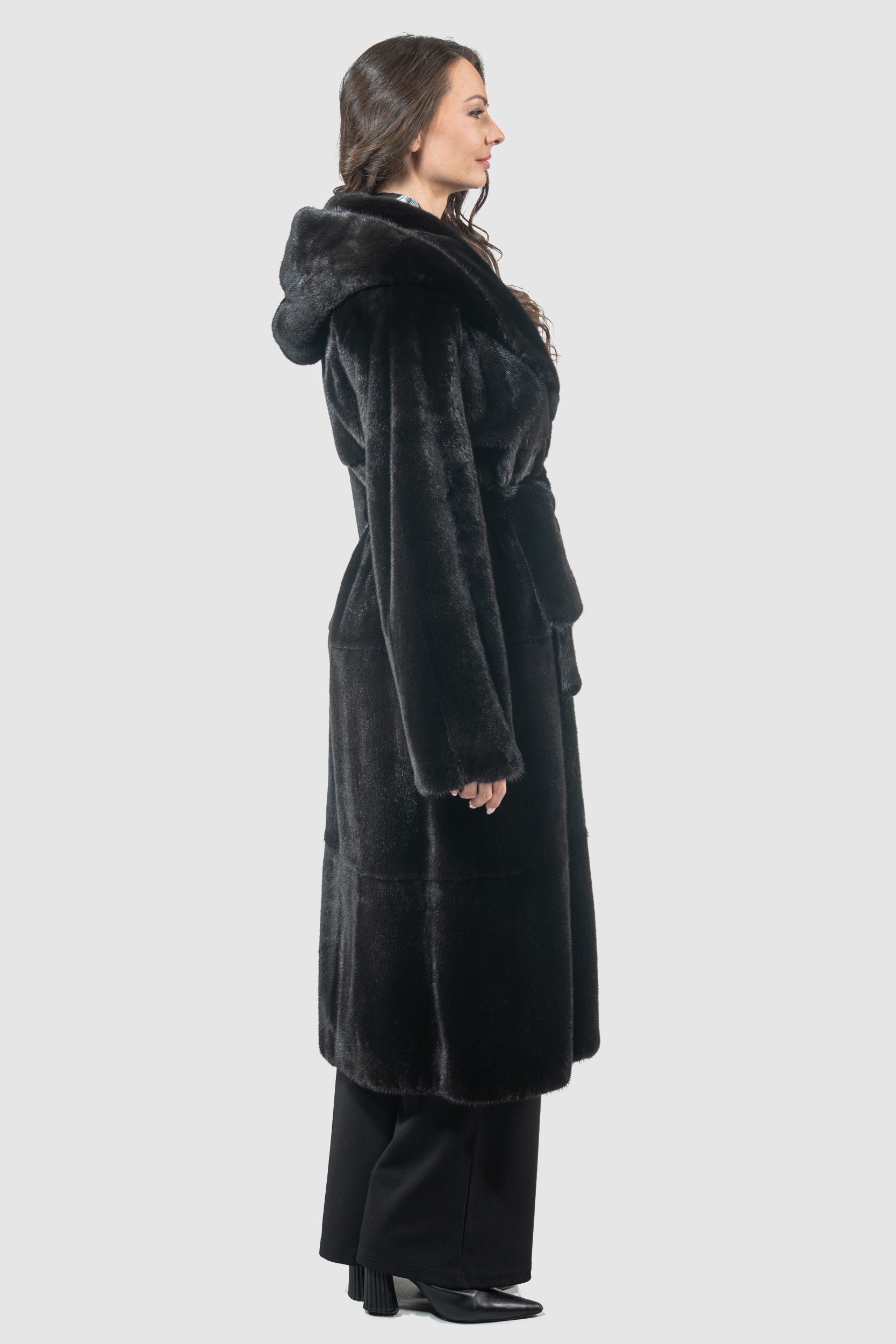 Blackgalama Mink Coat With Attached Hood