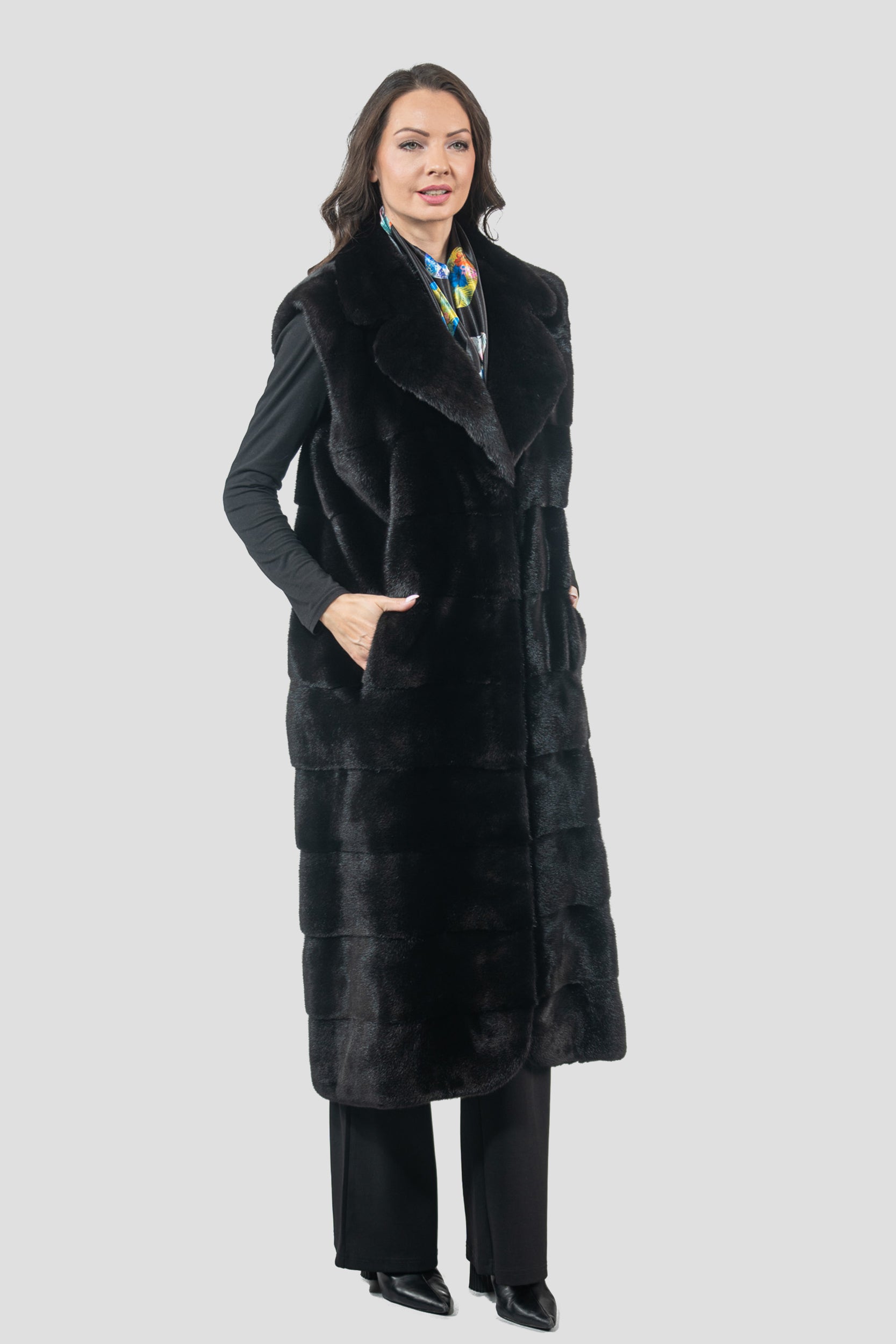 Blackglama Mink Vest with Notch Collar