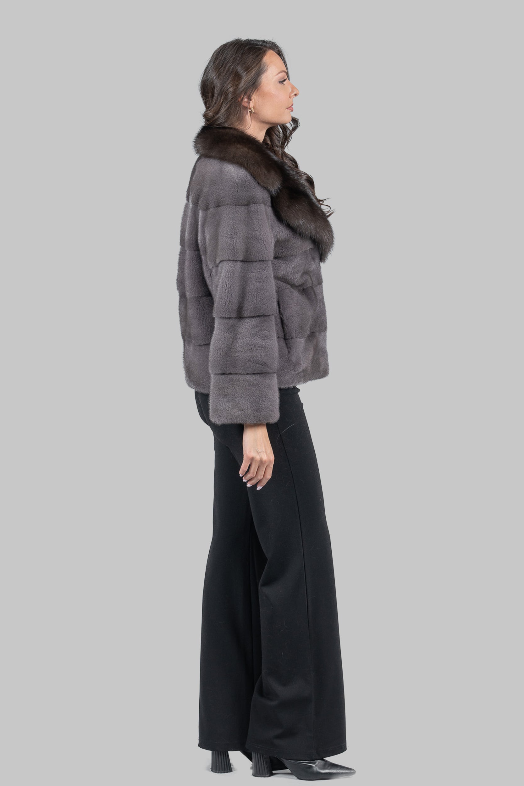Grey Moon Mink Jacket with Russian Sable Collar