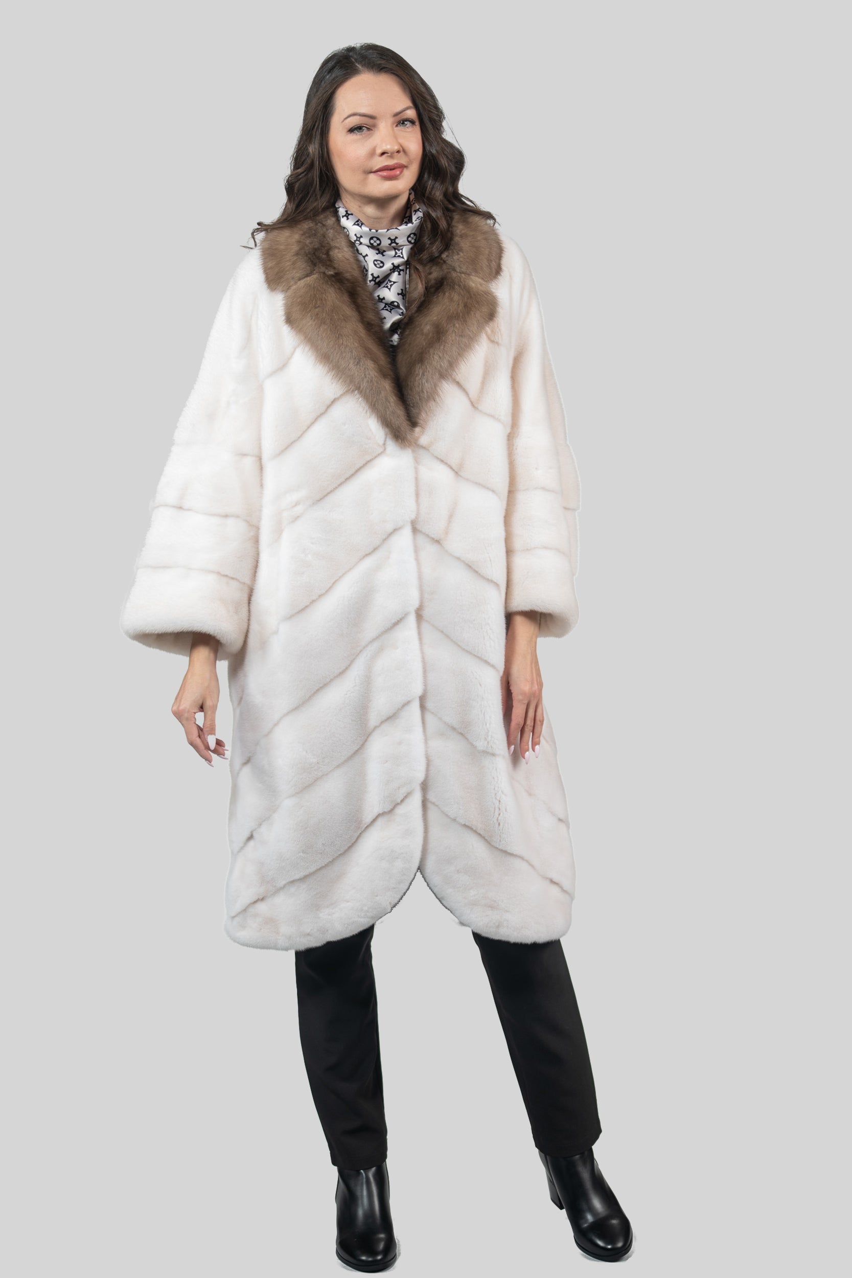 Pearl Mink Coat with Russian Sable Notch Collar
