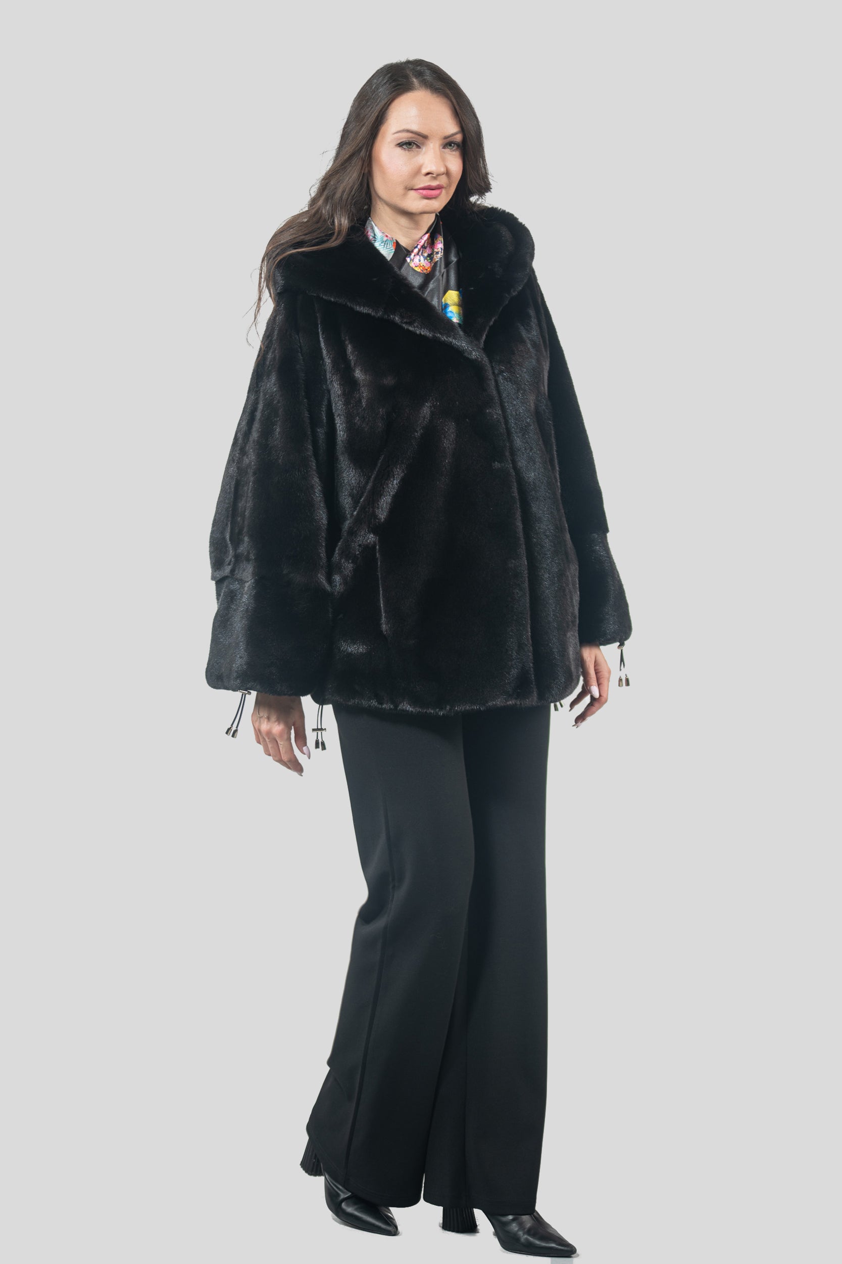 Black Mink Jacket with Hood