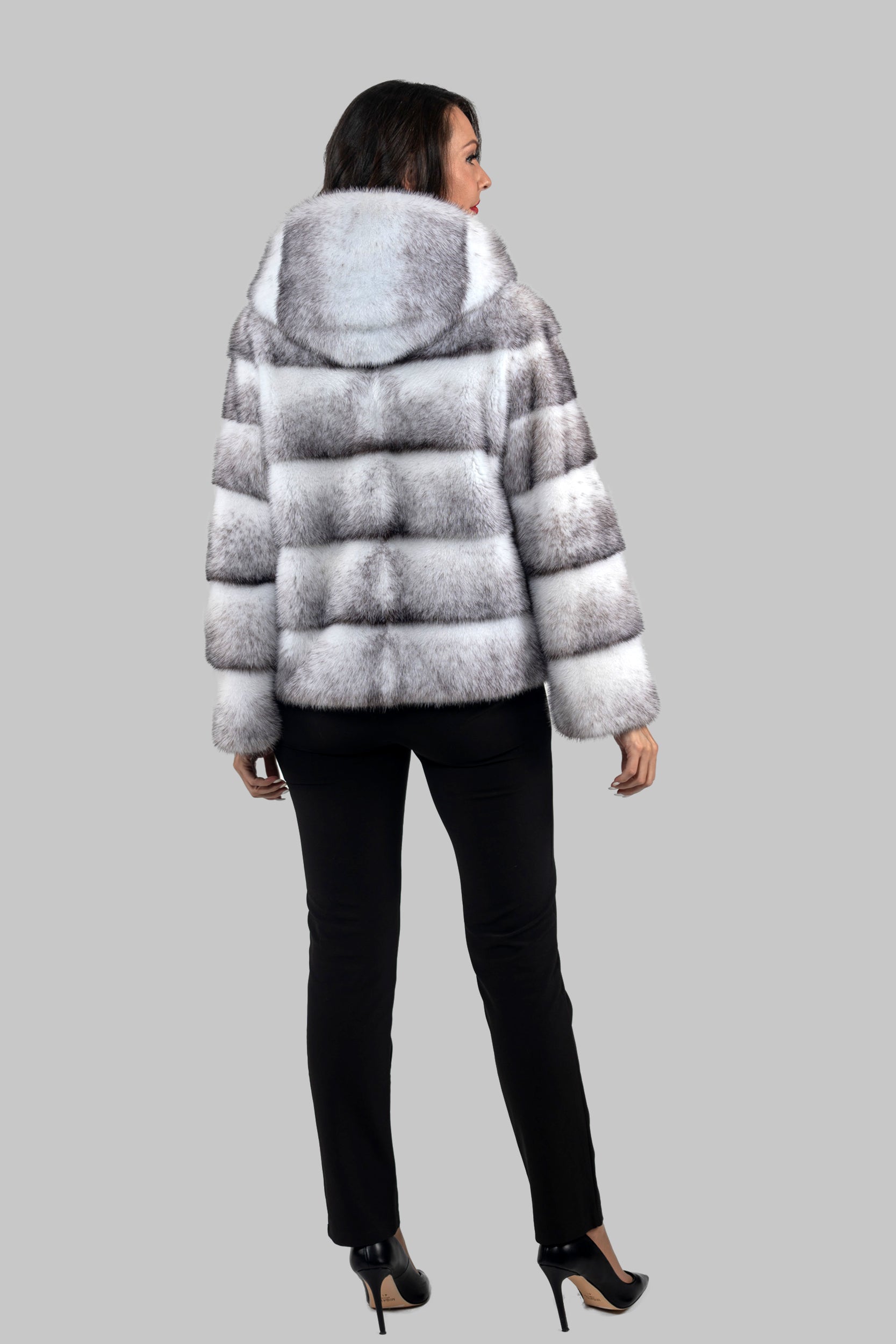 Blackcross Mink Jacket with Stand Collar and Zipper