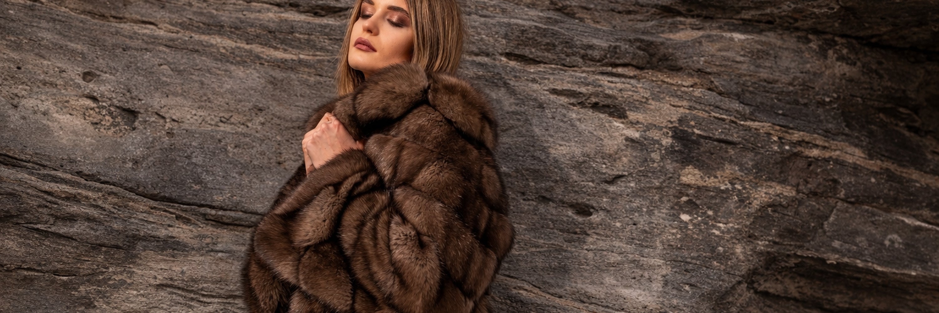 woman wearing long russian sable coat