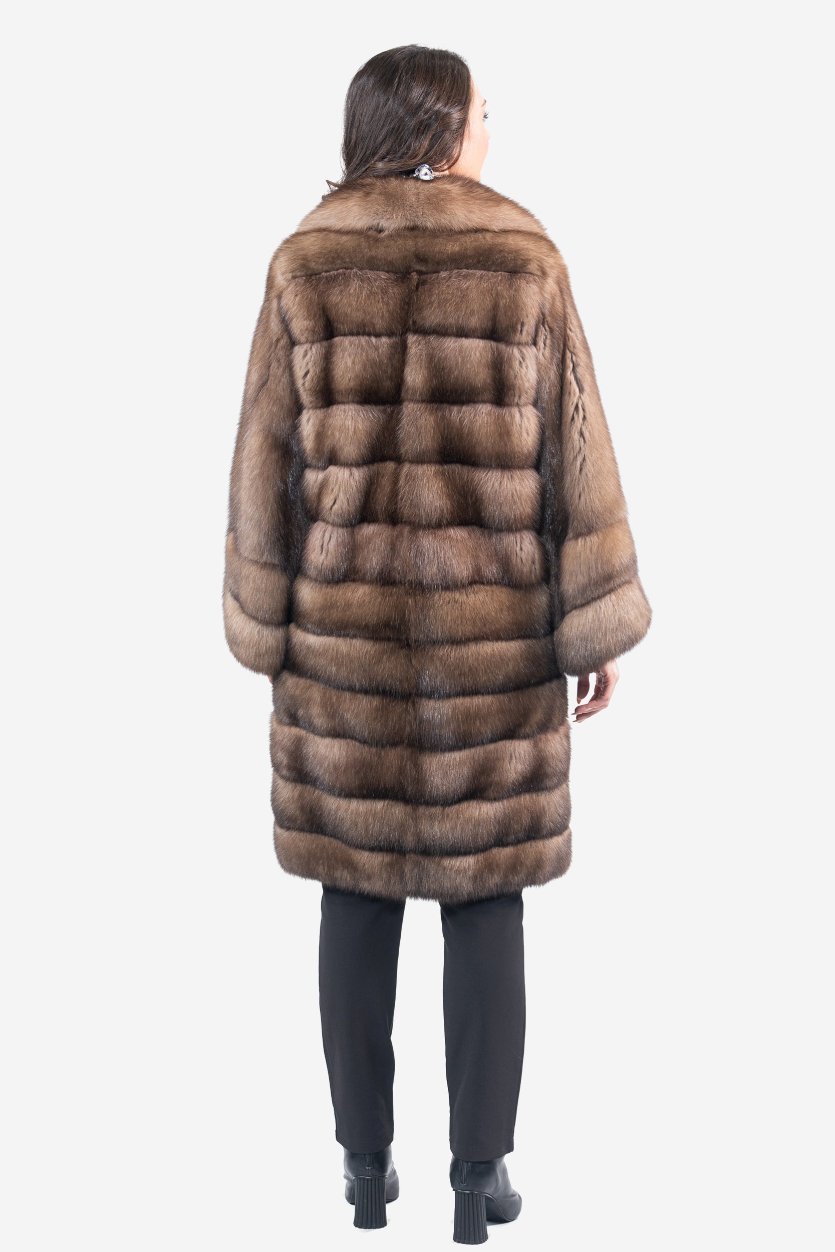 Graphite Russian Sable Coat with Notch Collar and Let Out Sleeves