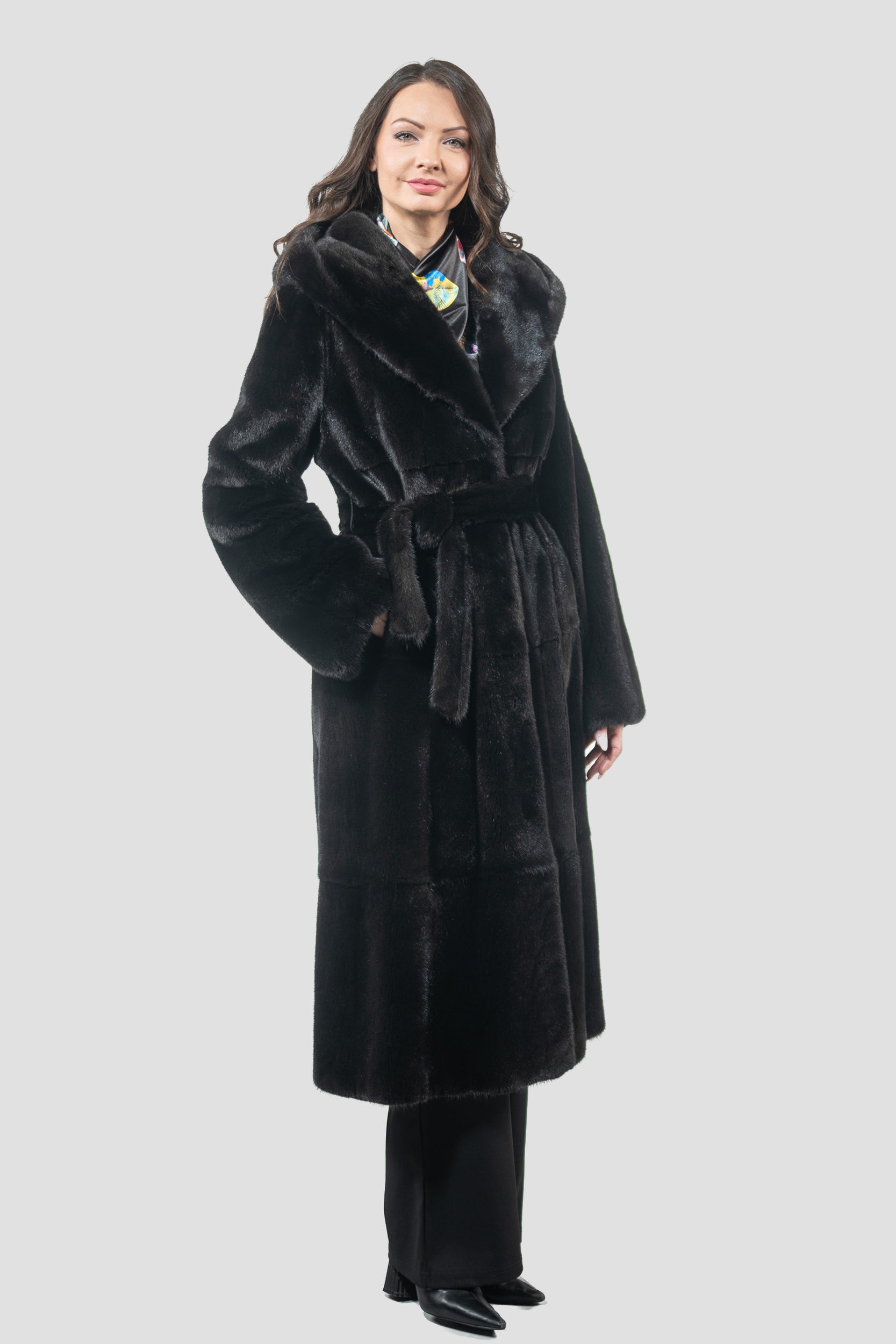 Blackgalama Mink Coat With Attached Hood