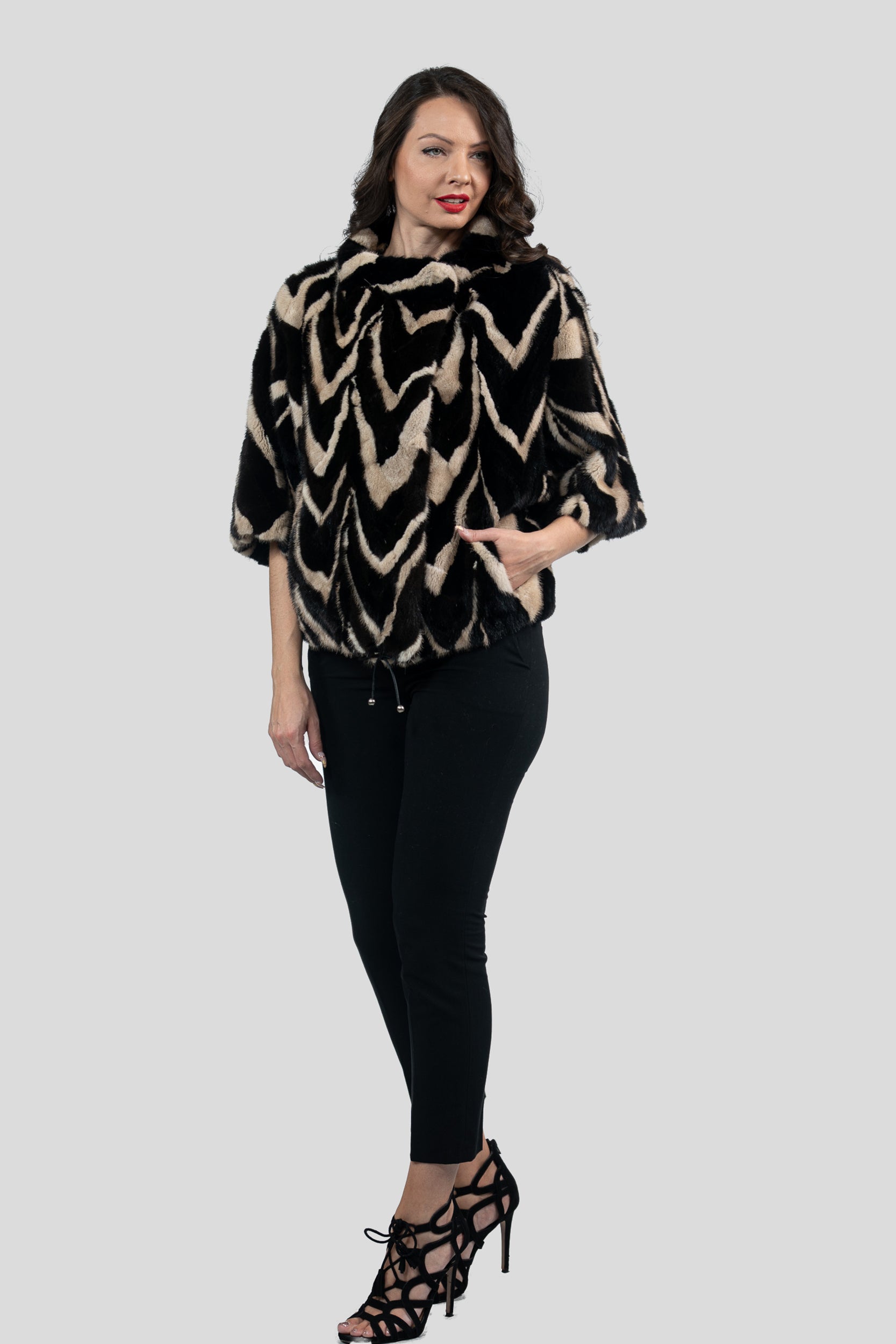 Multicolor Mink Pieced Jacket Color