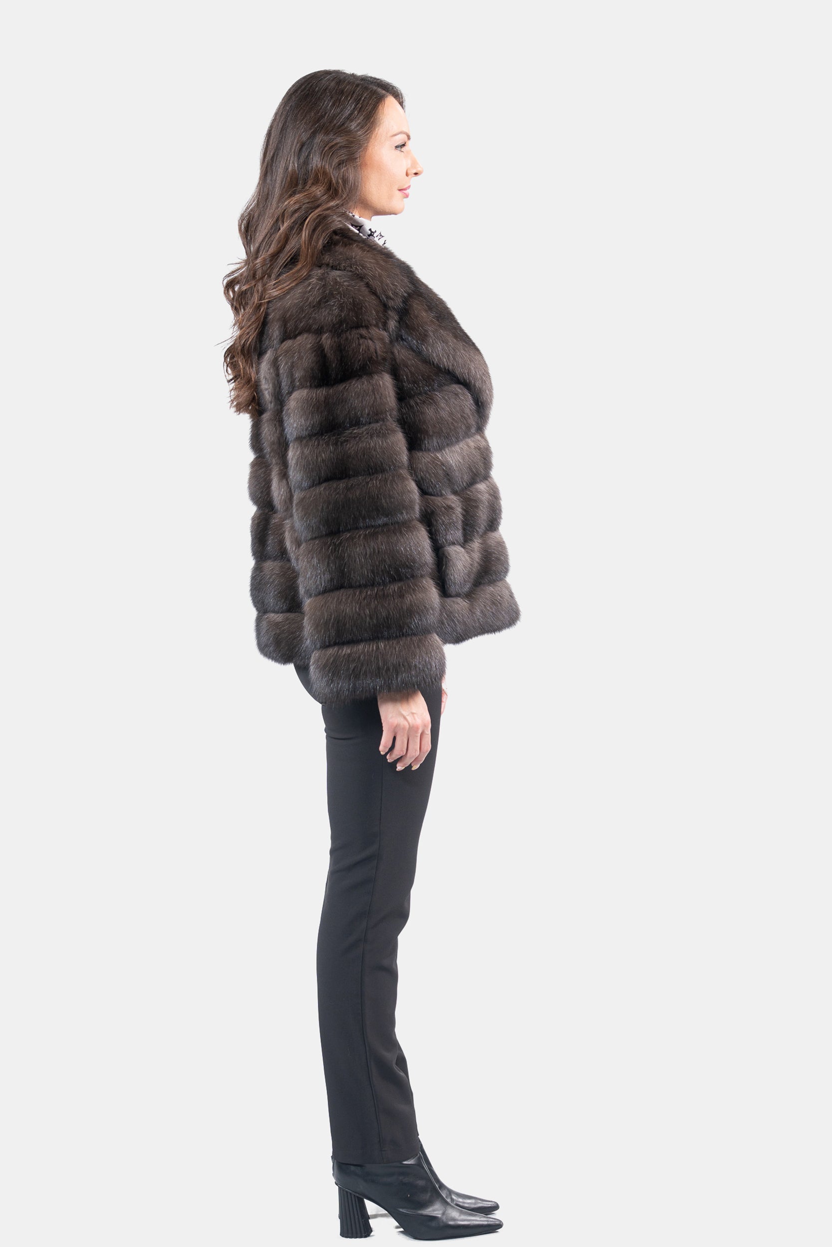 Dark Russian Sable Jacket with Notch Collar