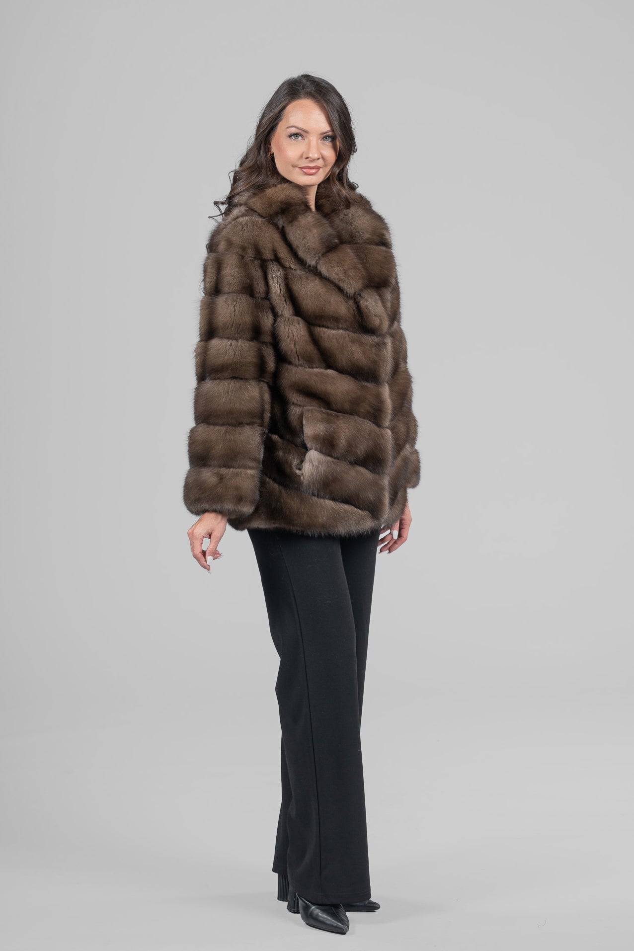 Platino Russian Sable Half Coat with Shawl Collar
