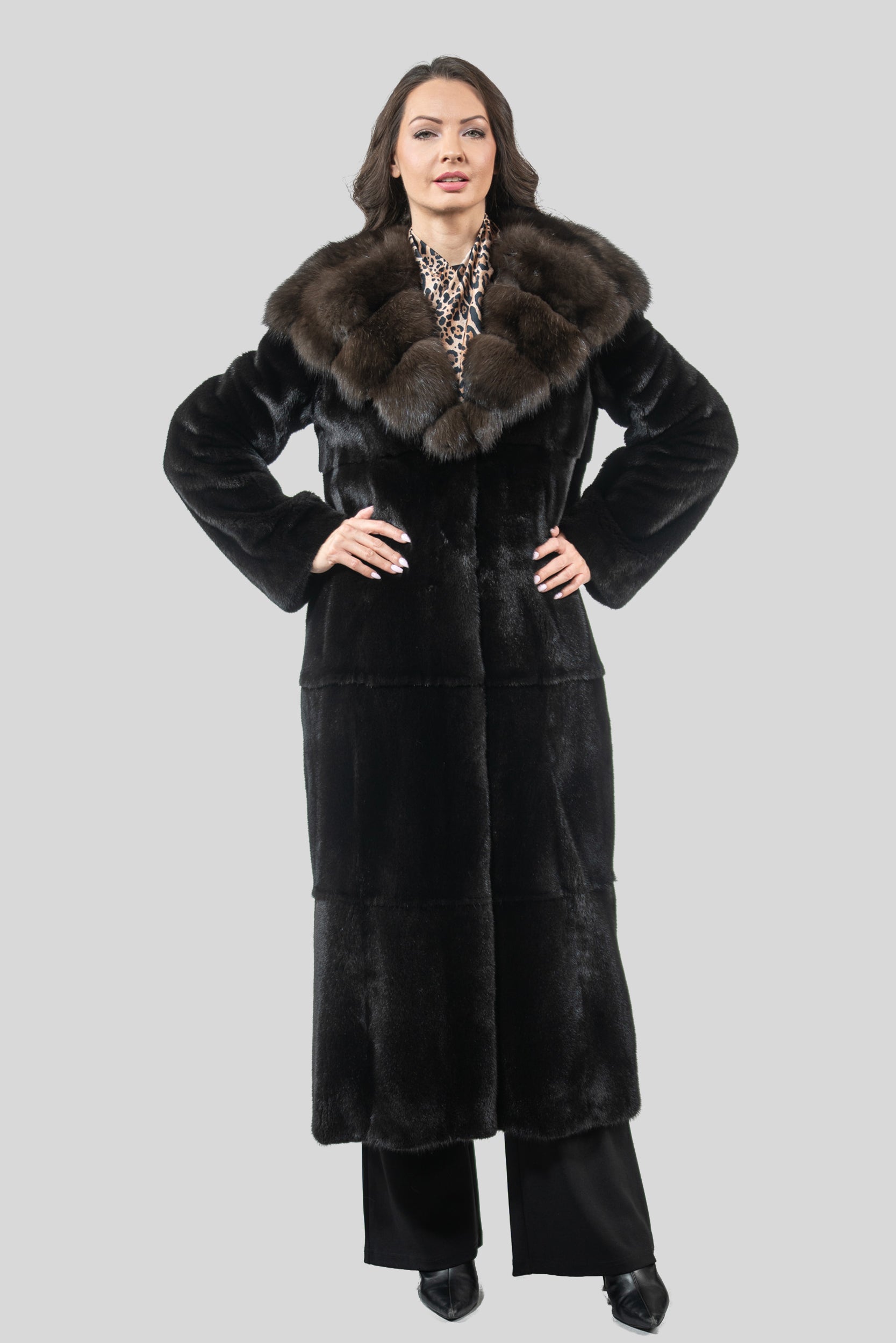 Blackgalama Mink Coat with Russian Sable Hood