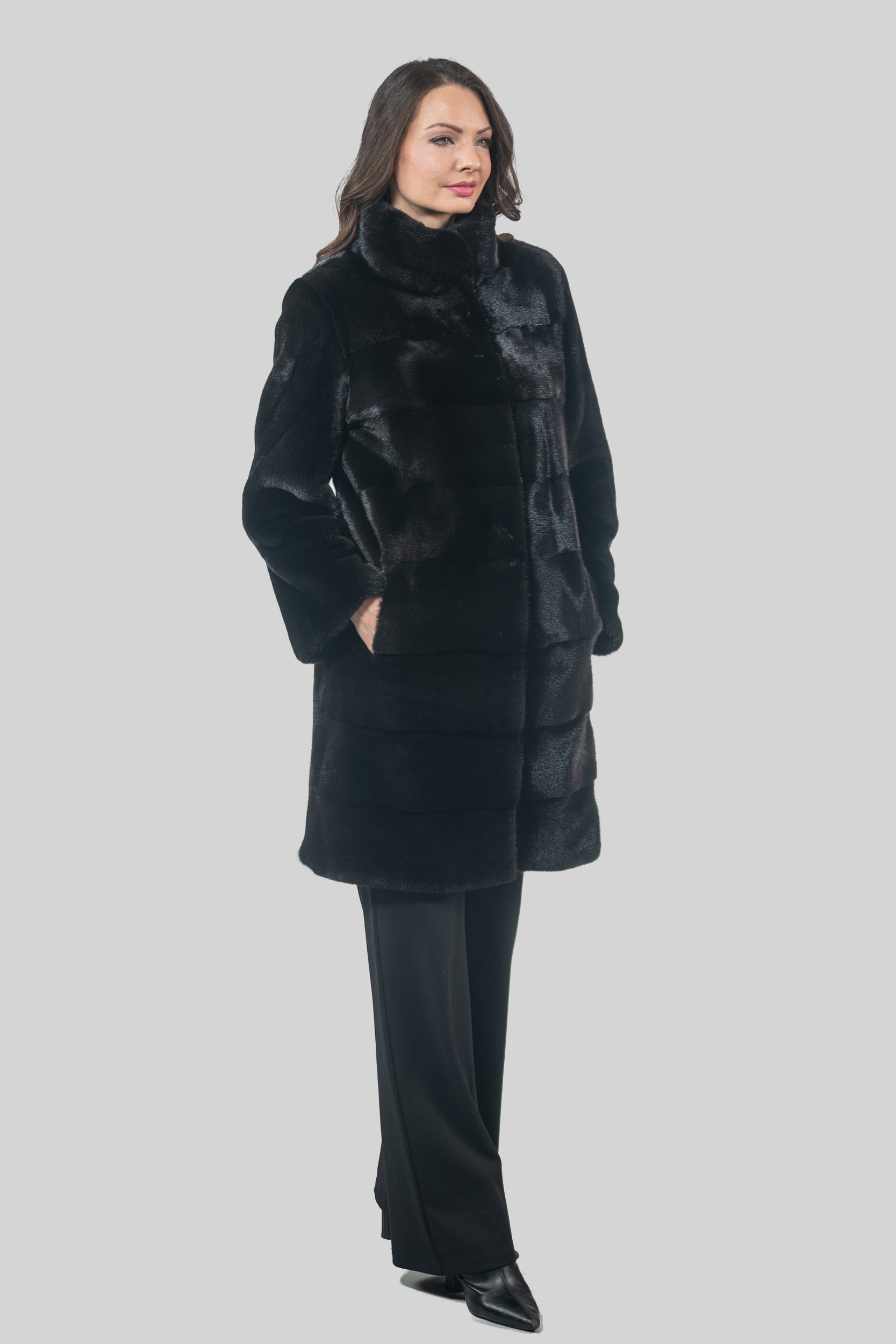 Blackglama Mink Half Coat With Stand Collar & Let Out Back