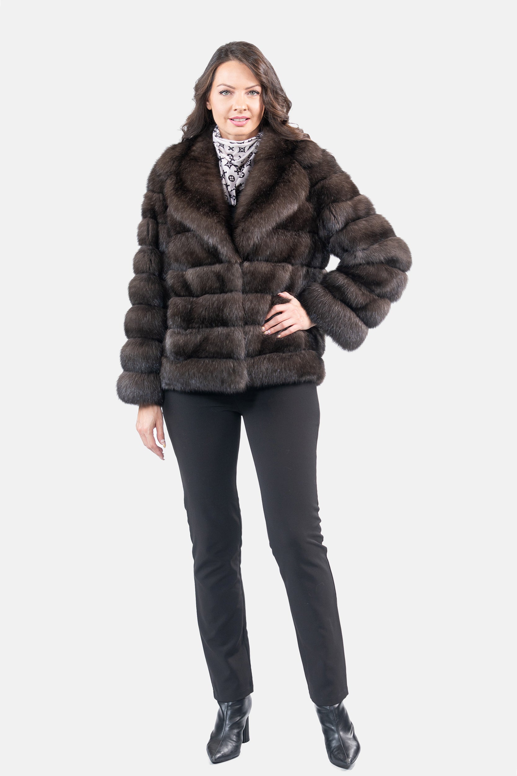 Dark Russian Sable Jacket with Notch Collar