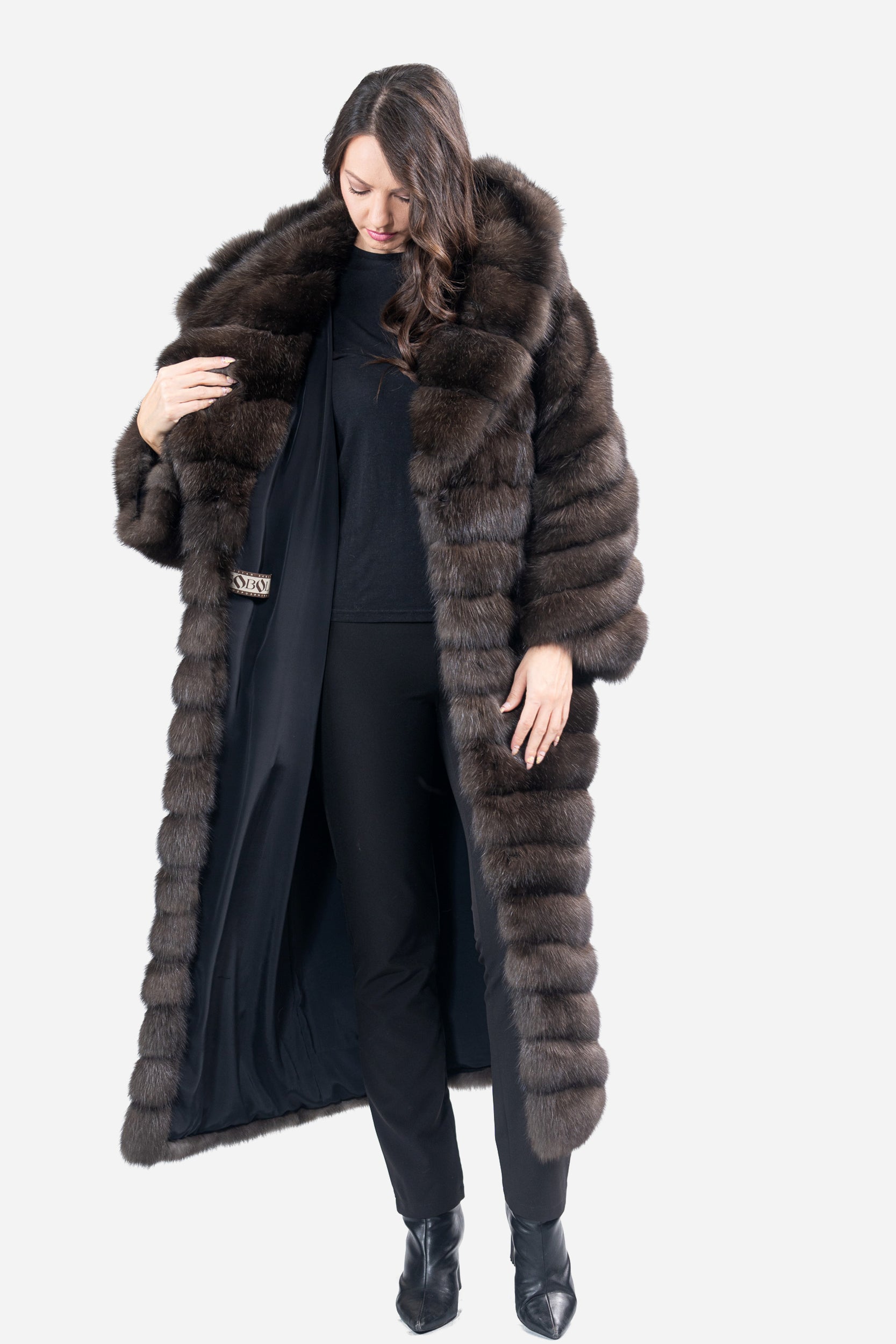 Dark Sable Hooded Long Coat