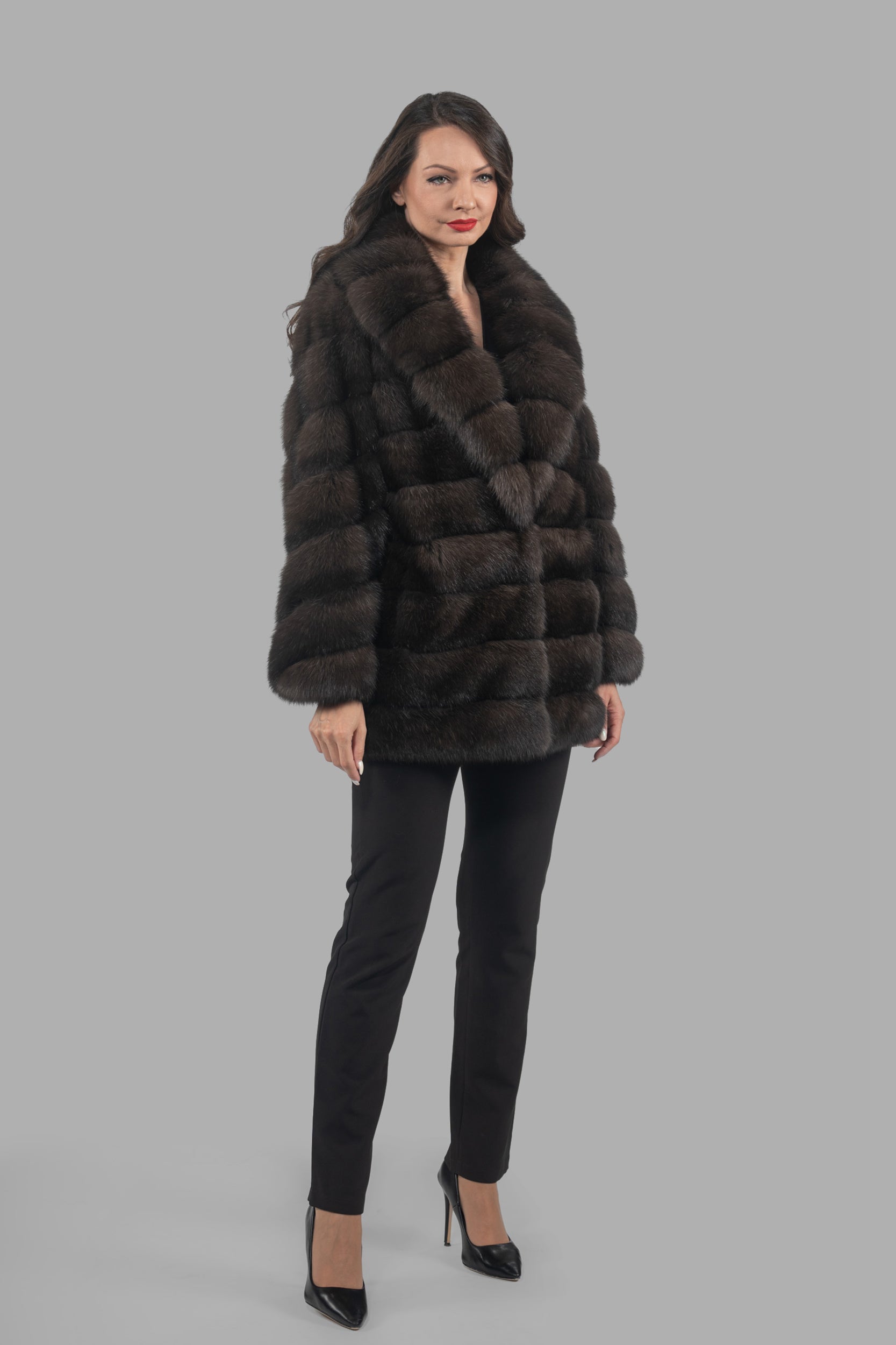 Dark Russian Sable Half Coat with Shawl Collar