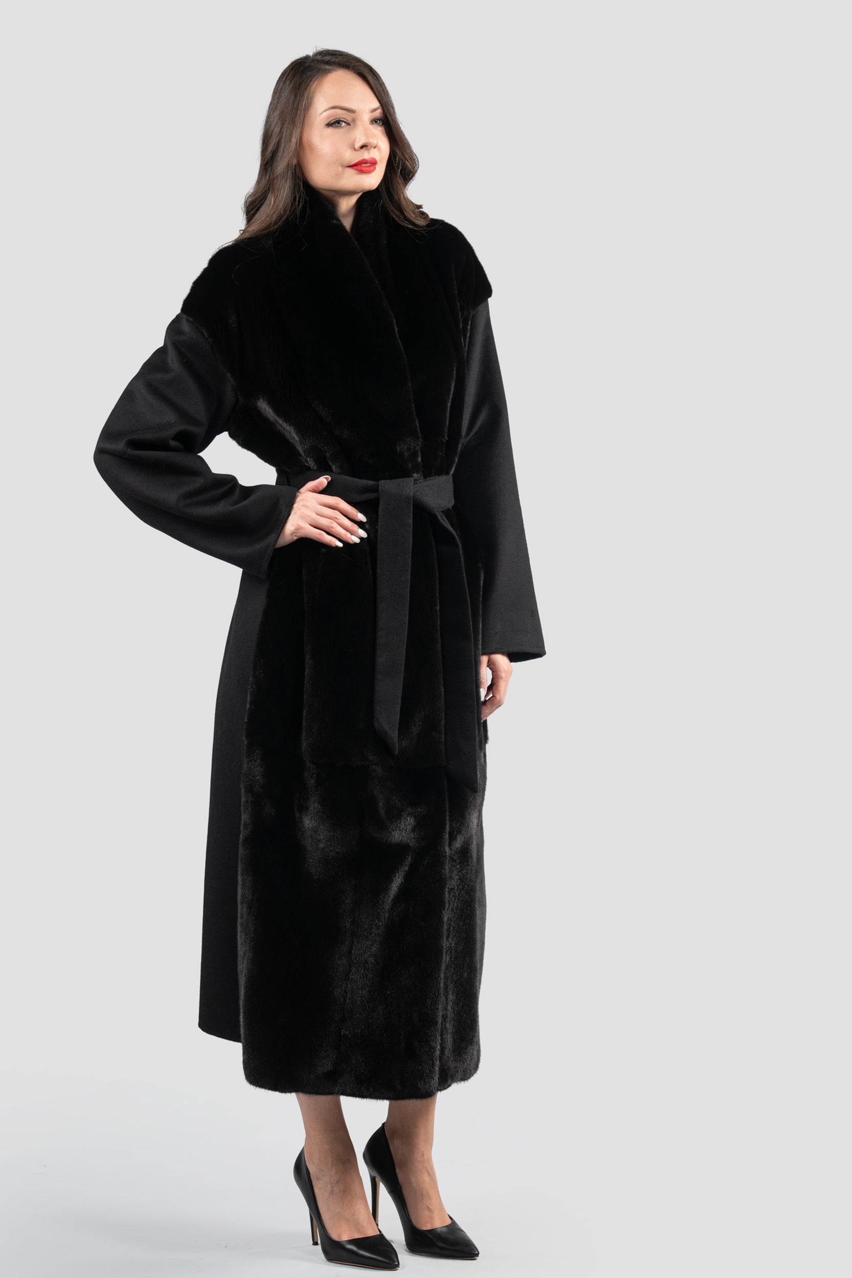 Black Cashmere Coat with Blackglama Mink Trim
