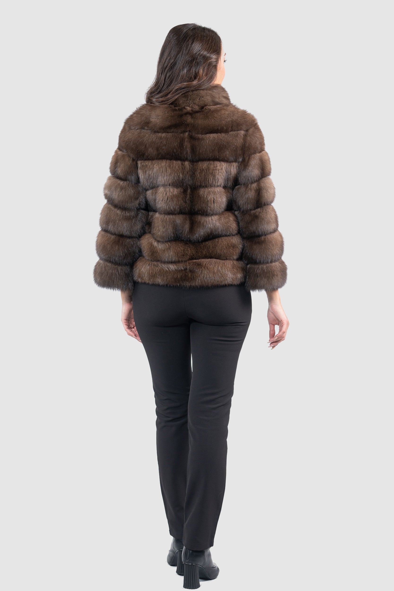 Dark Russian Sable Jacket with Stand Collar