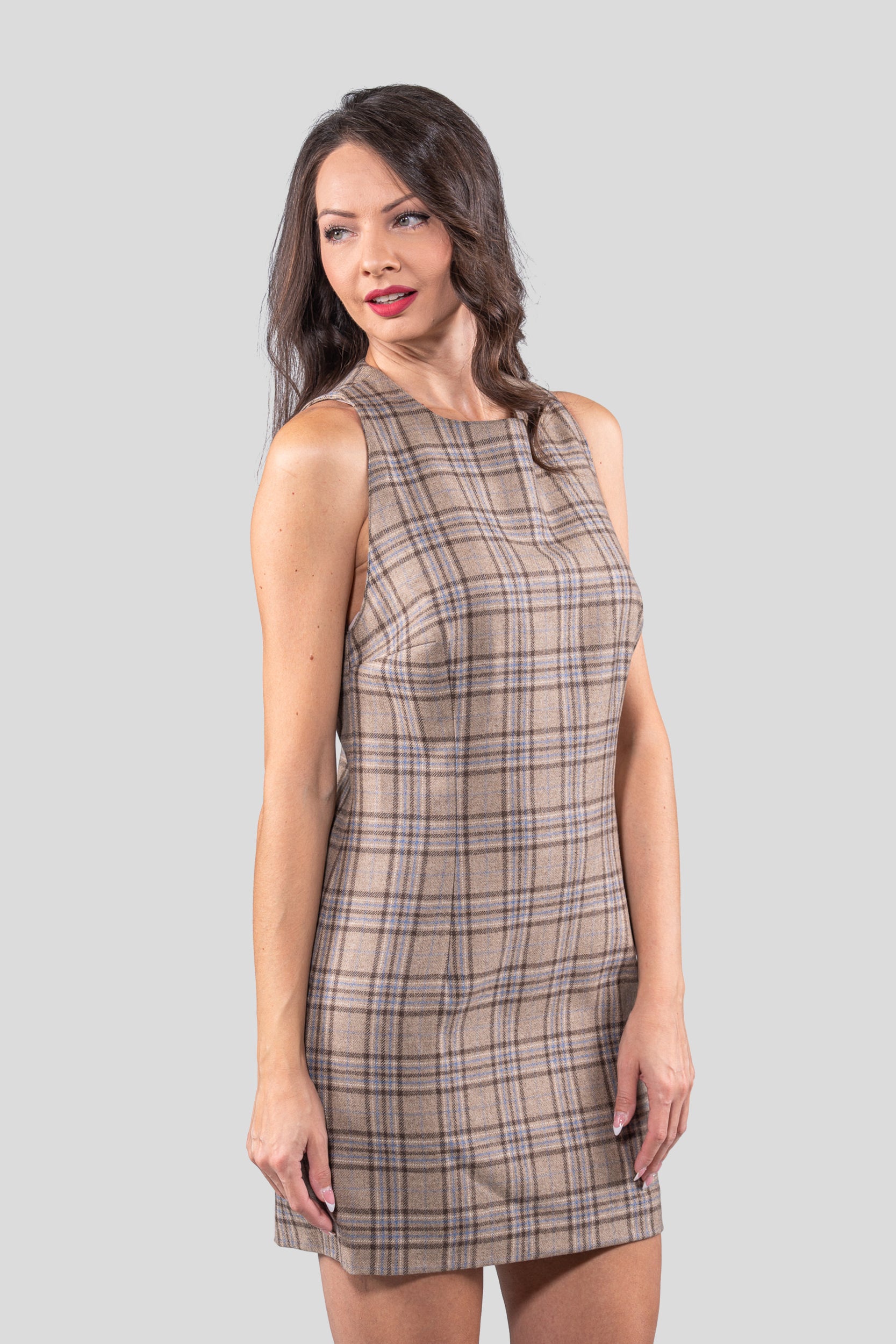 Beige Sleevless Dress Fabric