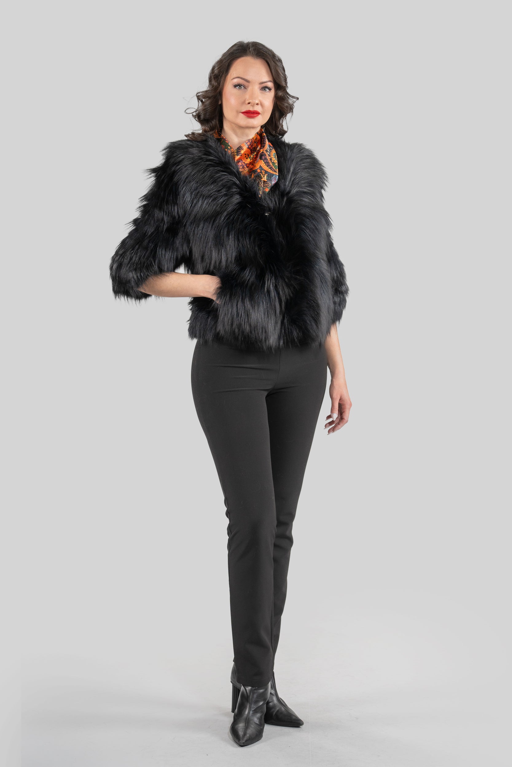 Blue-Black Fox Fur Jacket