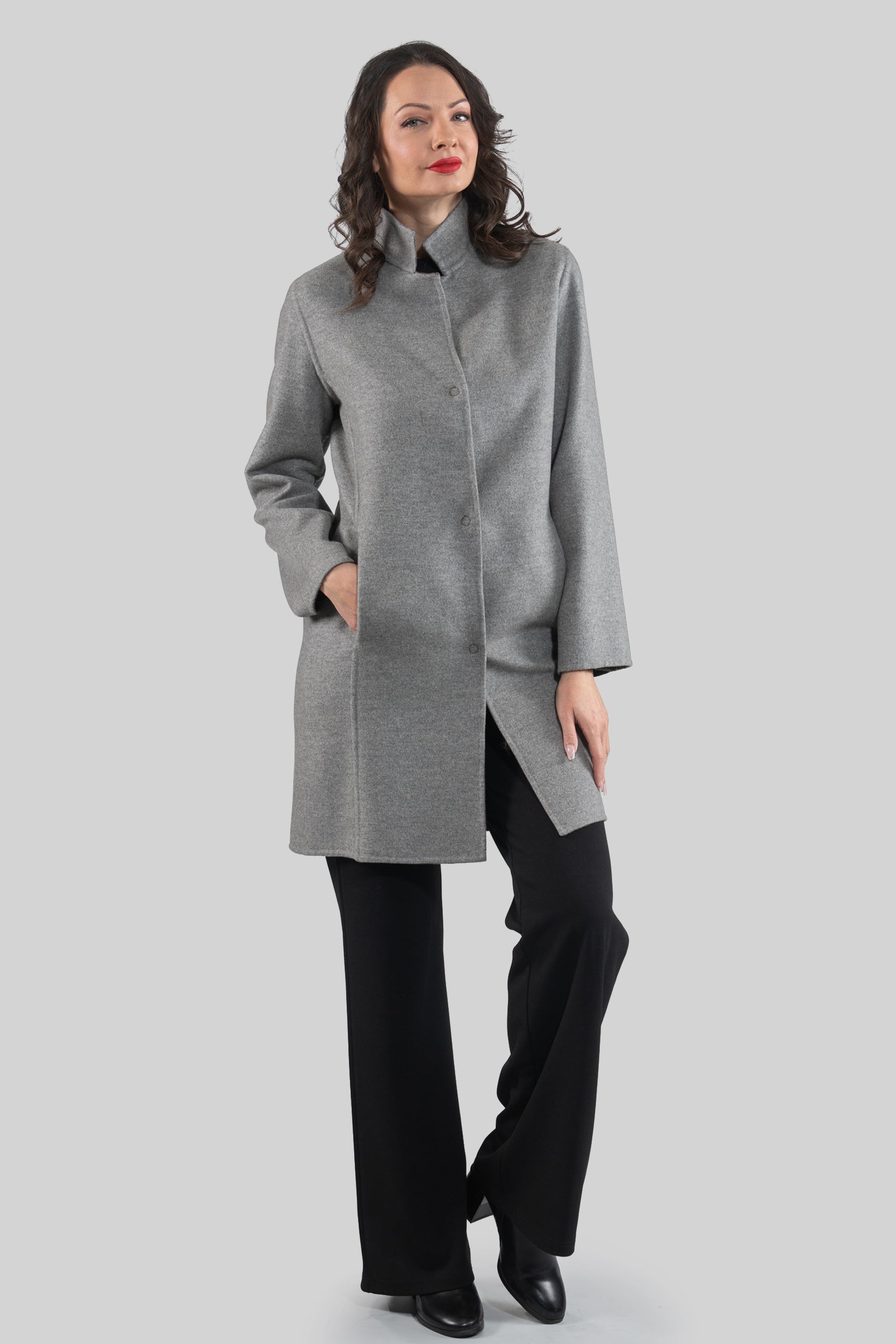 Grey Cashmere Half Coat