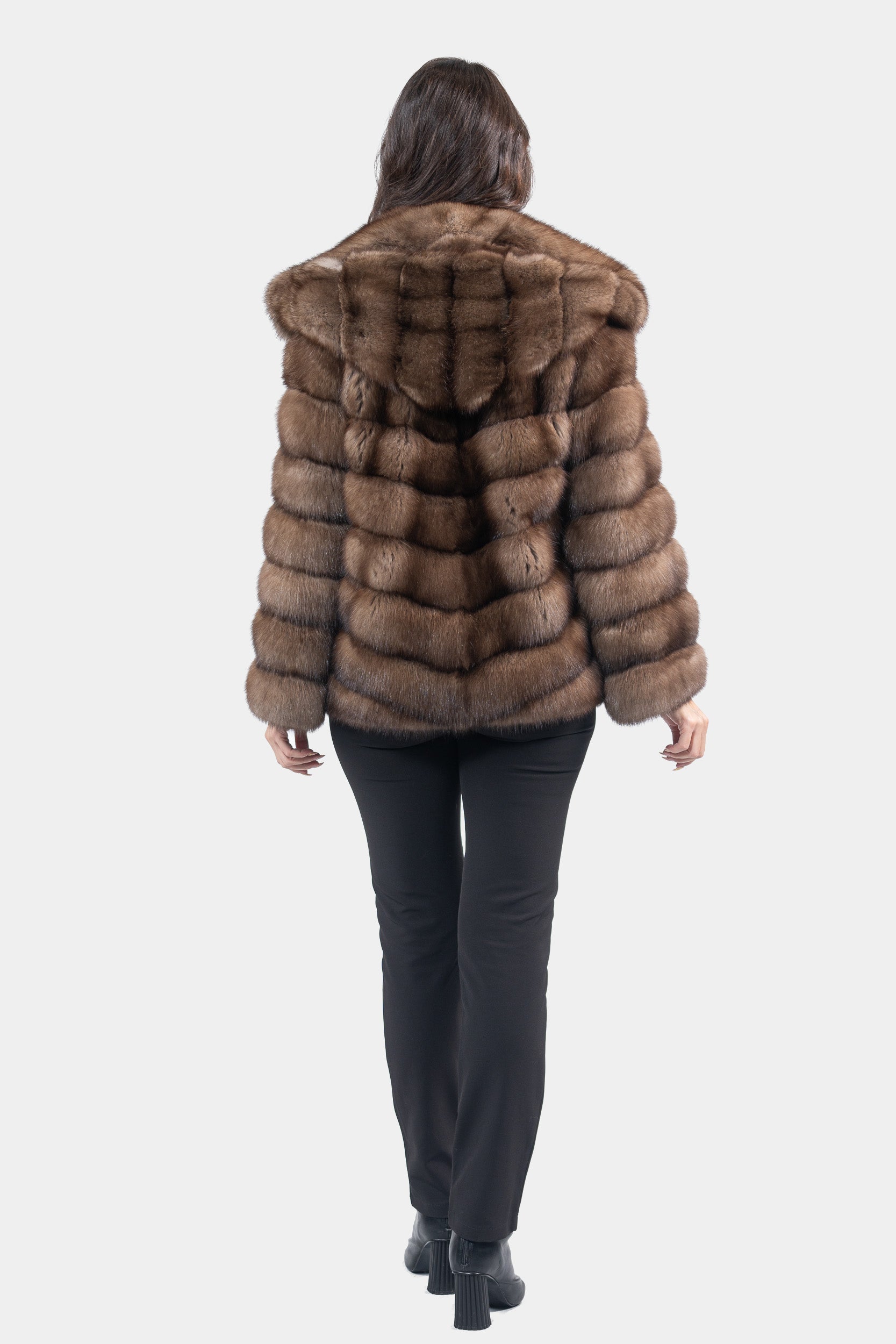 Grafite Russian Sable Half Coat with Hood