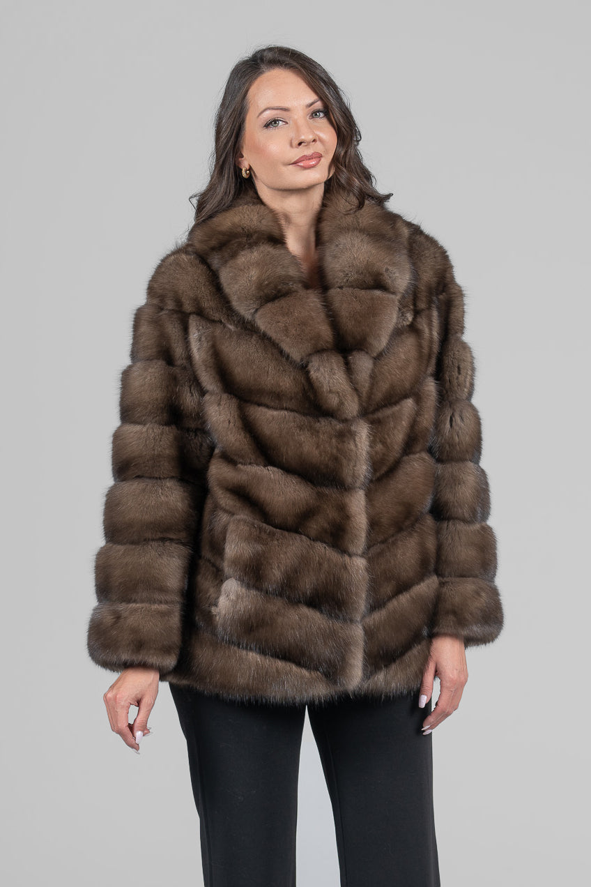 Platino Russian Sable Half Coat with Shawl Collar