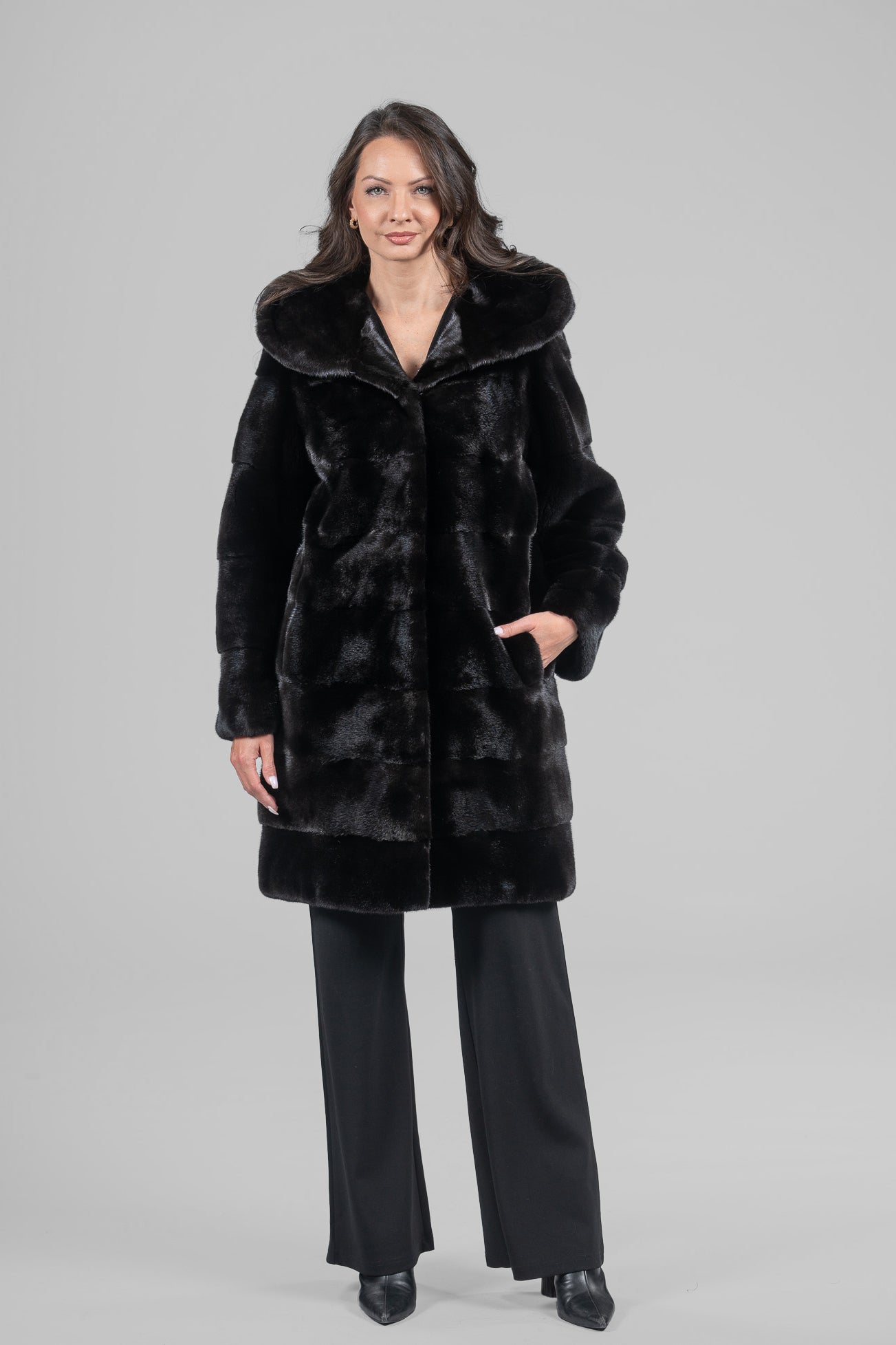 Blackglama Mink Hooded Half Coat