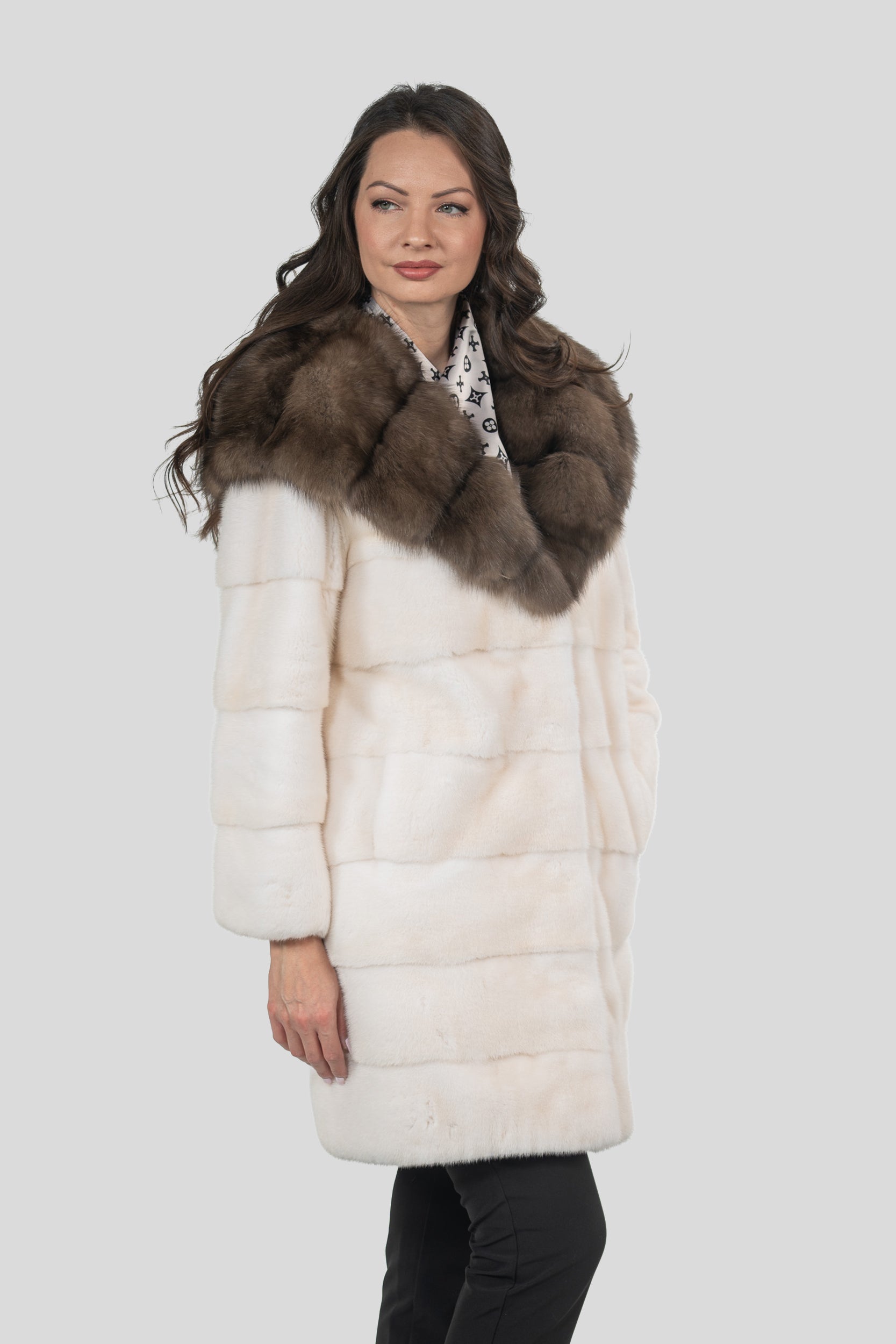 Pearl Mink Half Coat with Russian Sable Hood