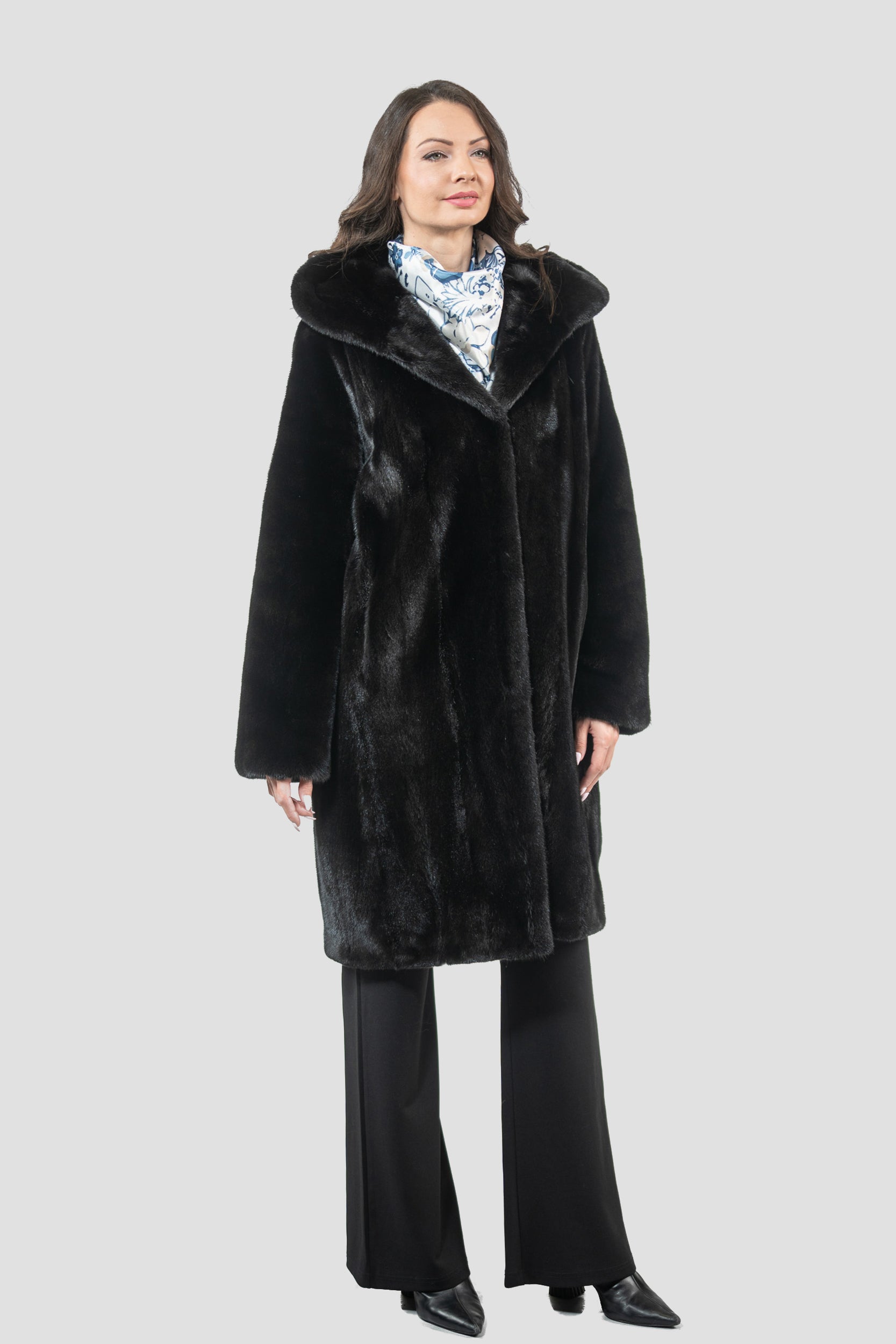 Blackgalama Mink Hooded Half Coat