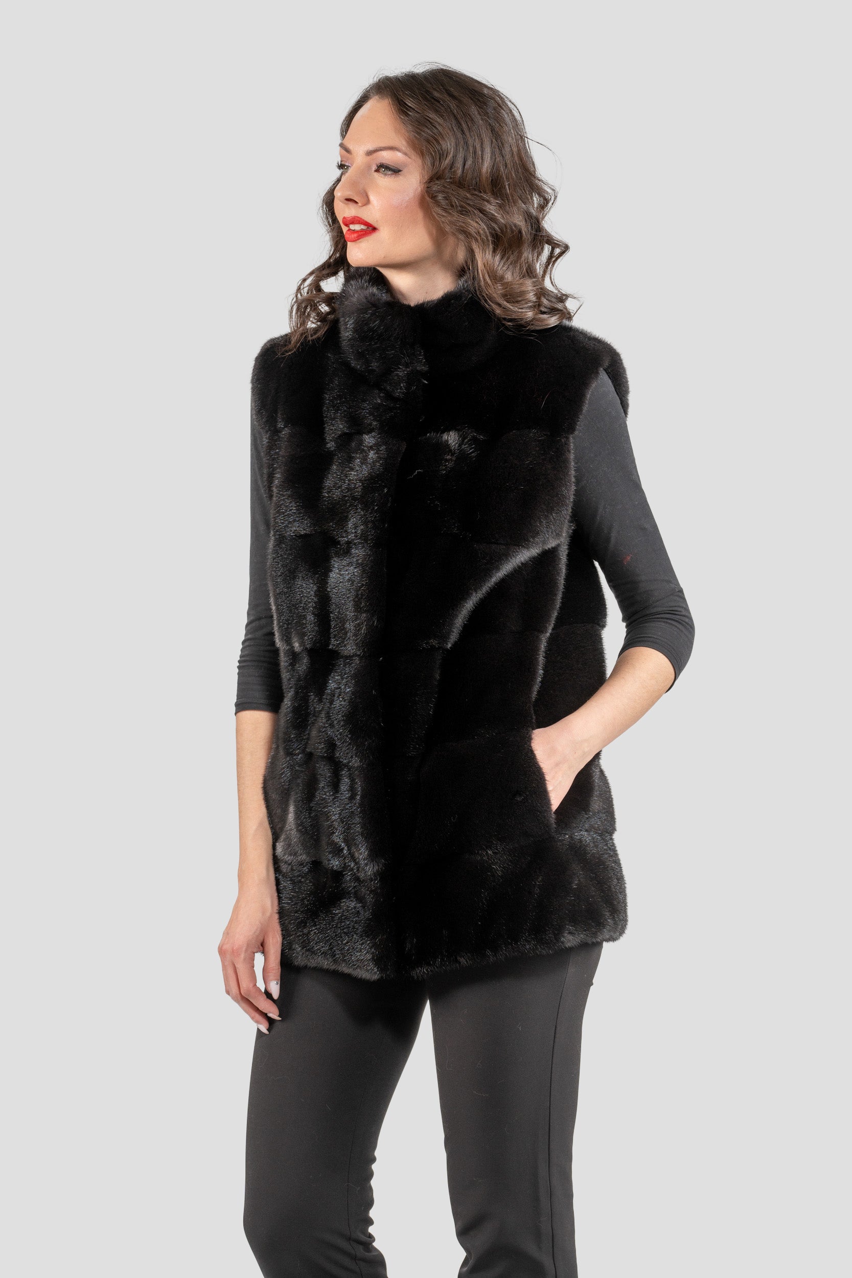 Blackglama Mink Vest with Stand Collar
