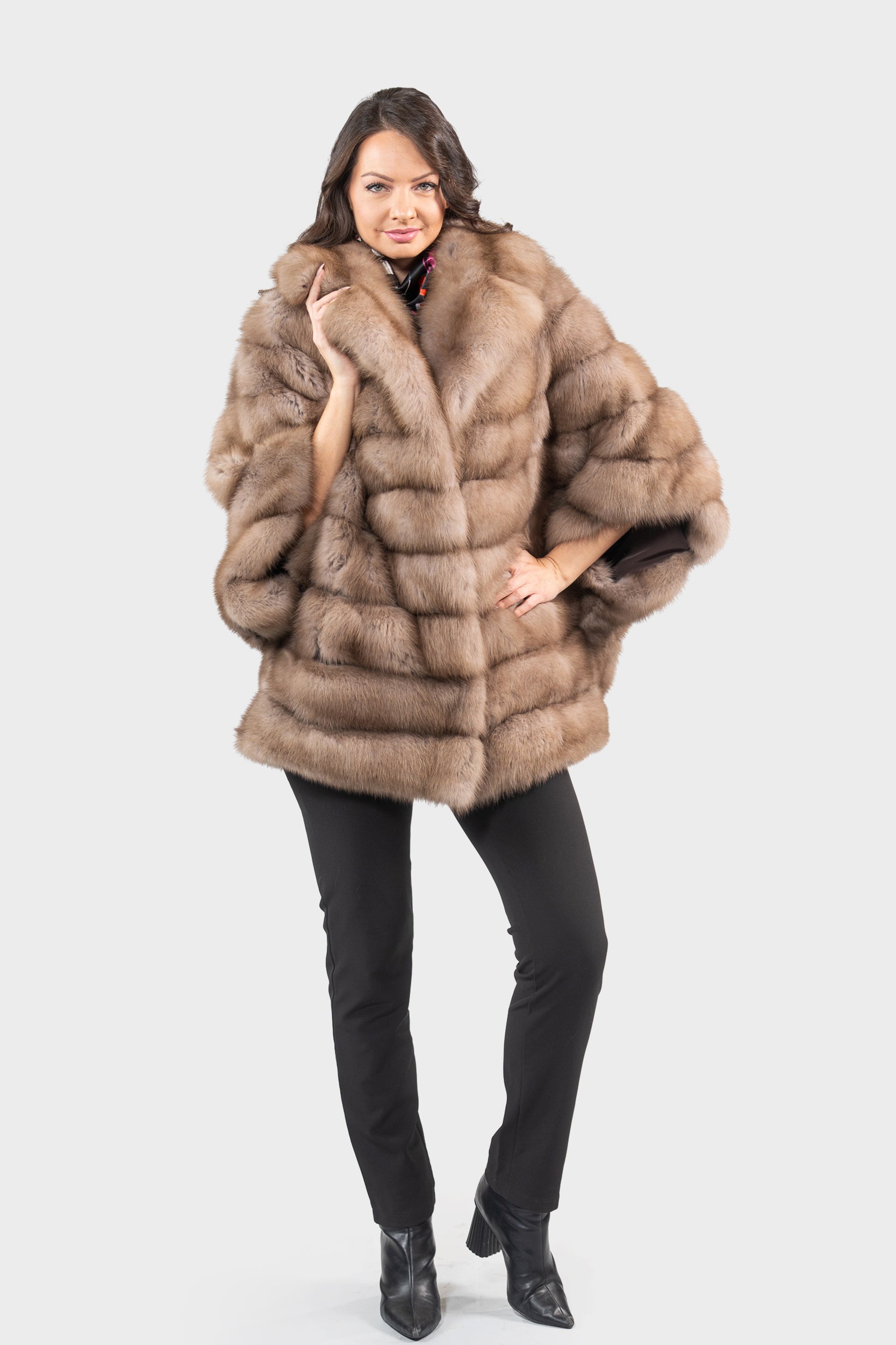 Graphite Baumarten Cape with Notch Collar